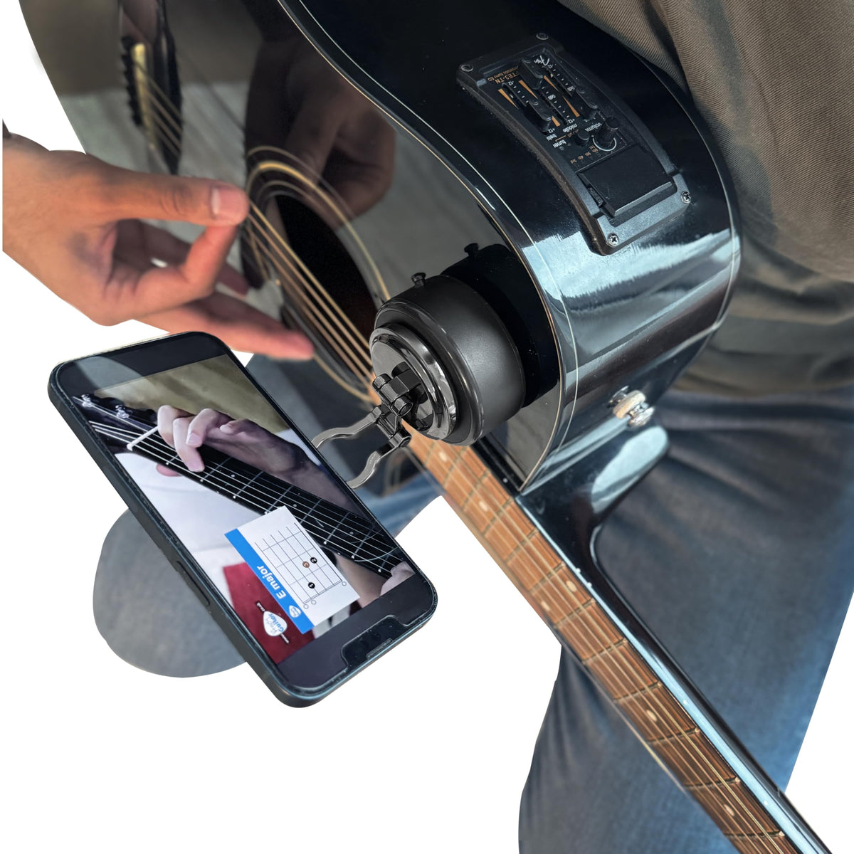 Motivatem Strum Screen Guitar Phone Mount - Hands-Free Phone Holder With Vacuum Suction For Guitar - Perfect For Watching Tutori