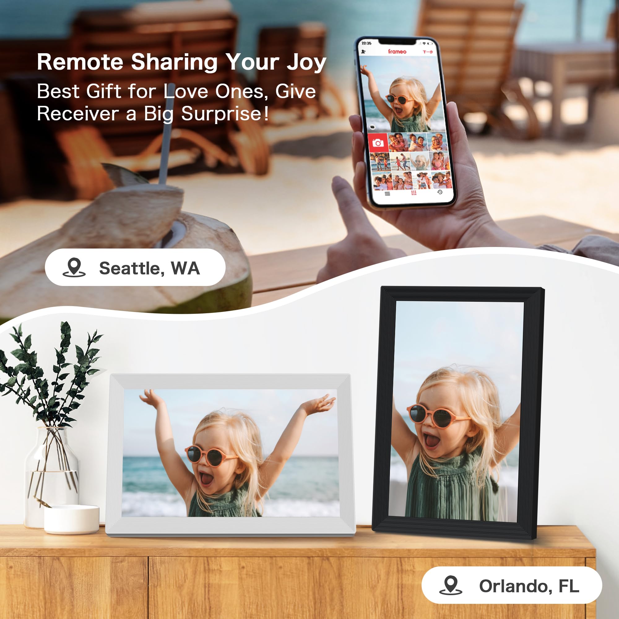 Digital Picture Frame Wifi, 15.6 Inch Frameo Digital Photo Frame, 32Gb Memory, 1920*1080 Fhd Touch Screen, Wall Mountable, Share