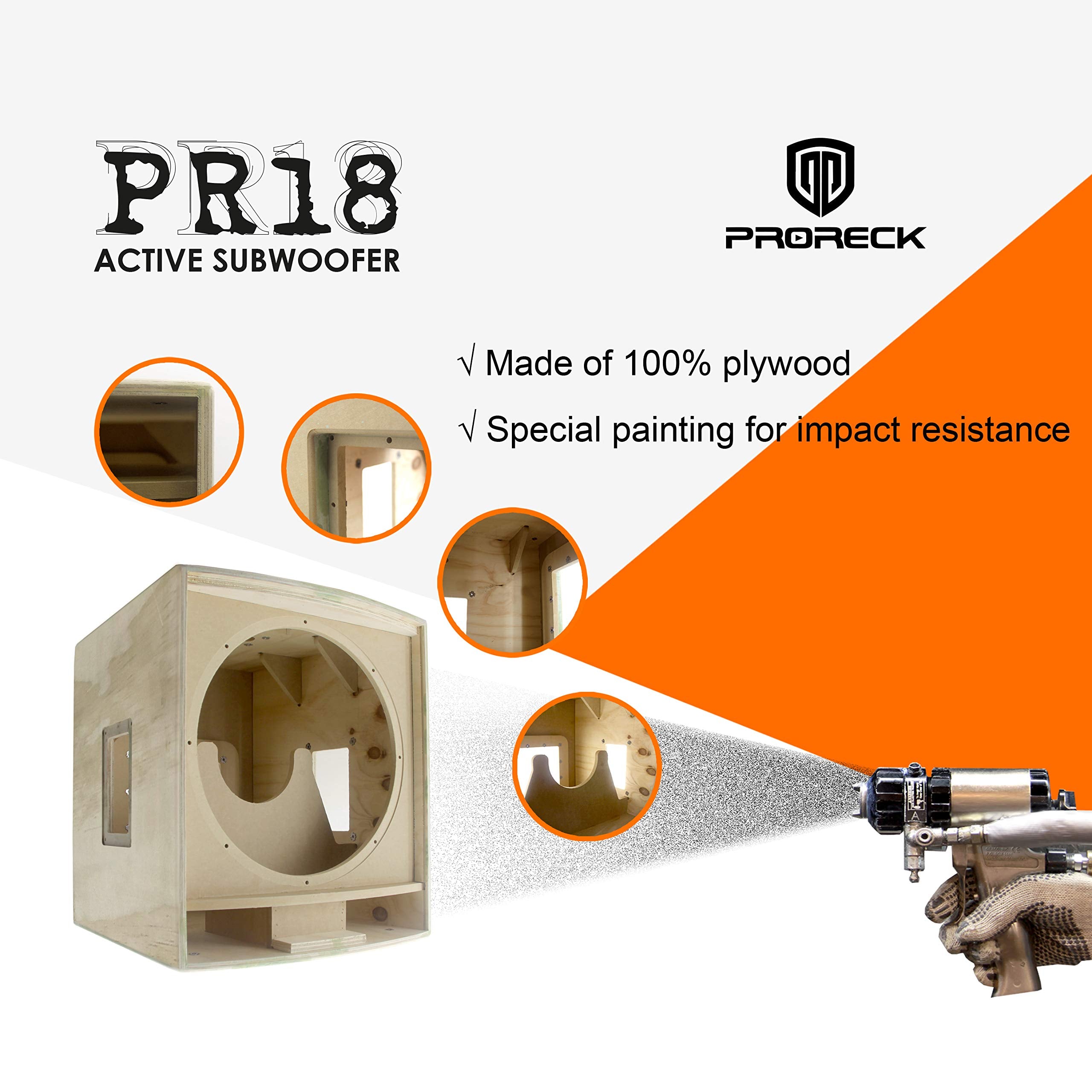 Proreck Pr18 18 Inch 2000W P.M.P.O Active Powered Pa Dj Subwoofer Cabinet (One Subwoofer)