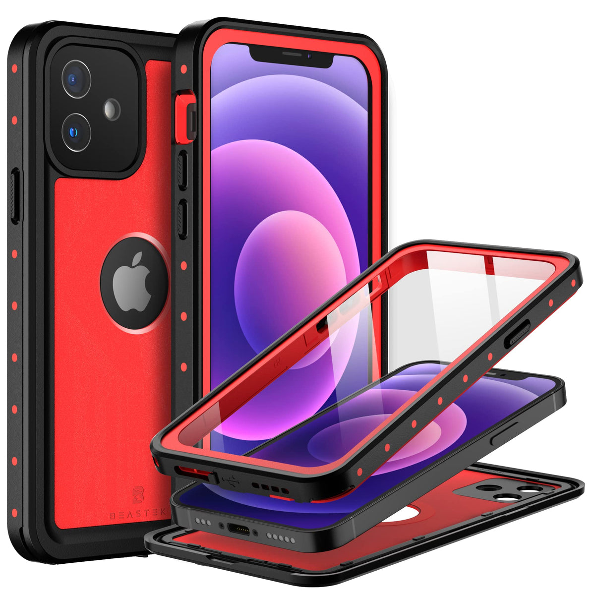 Beastek Iphone 12 Waterproof Case, Nre Series Shockproof Dustproof Underwater Ip68 With Built In Screen Protector Anti Scratch P