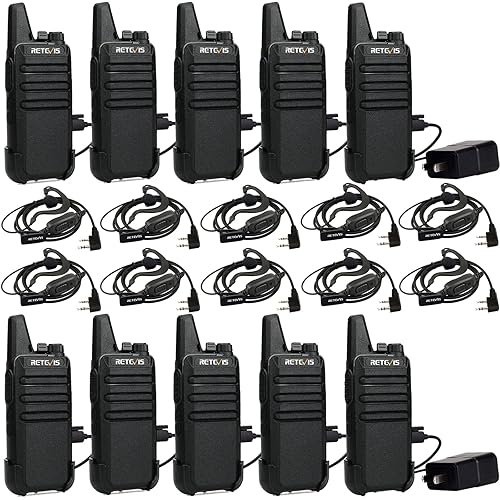Retevis Rt22 2 Way Radios Walkie Talkies,Rechargeable Long Range Two Way Radio,16 Ch Vox Small Emergency 2 Pin Earpiece Headset,