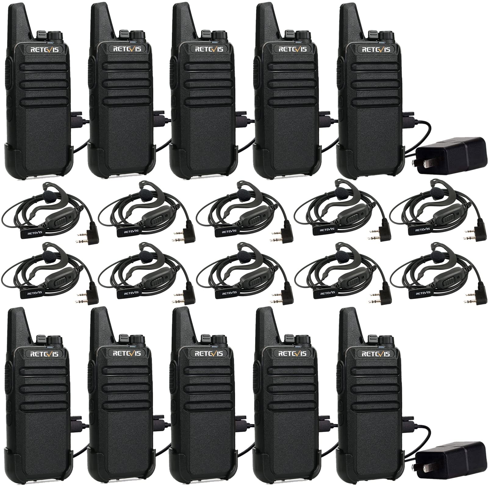 Retevis Rt22 2 Way Radios Walkie Talkies,Rechargeable Long Range Two Way Radio,16 Ch Vox Small Emergency 2 Pin Earpiece Headset,