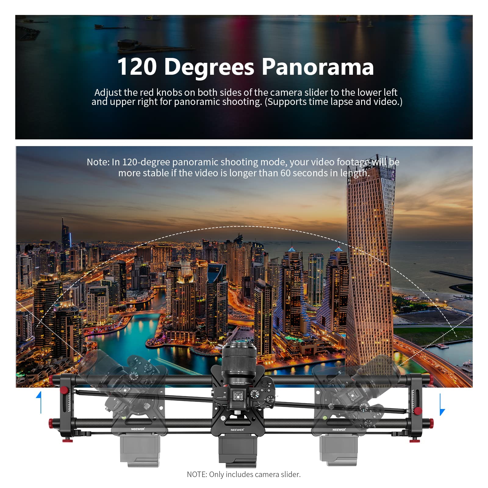 Neewer 39.4   /100Cm Motorized Camera Slider, App Wireless Control Carbon Fiber Dolly Rail Slider, Support Video Mode, Time Laps