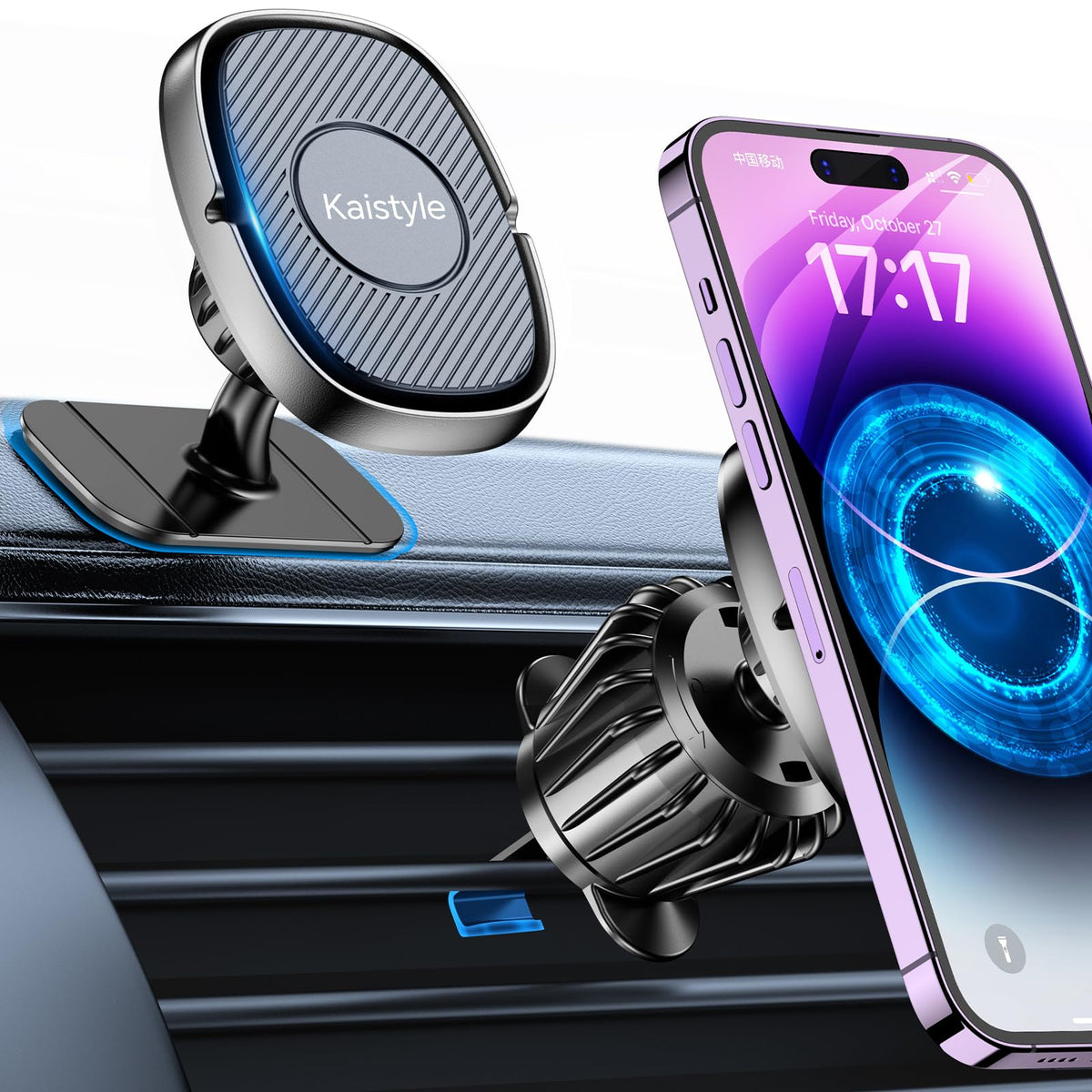 Kaistyle Magnetic Phone Holder For Car?Super Magnets? Iphone Magnetic Car Mount For Cell Phone?Dash+Vent? Dash Mounted Holders F