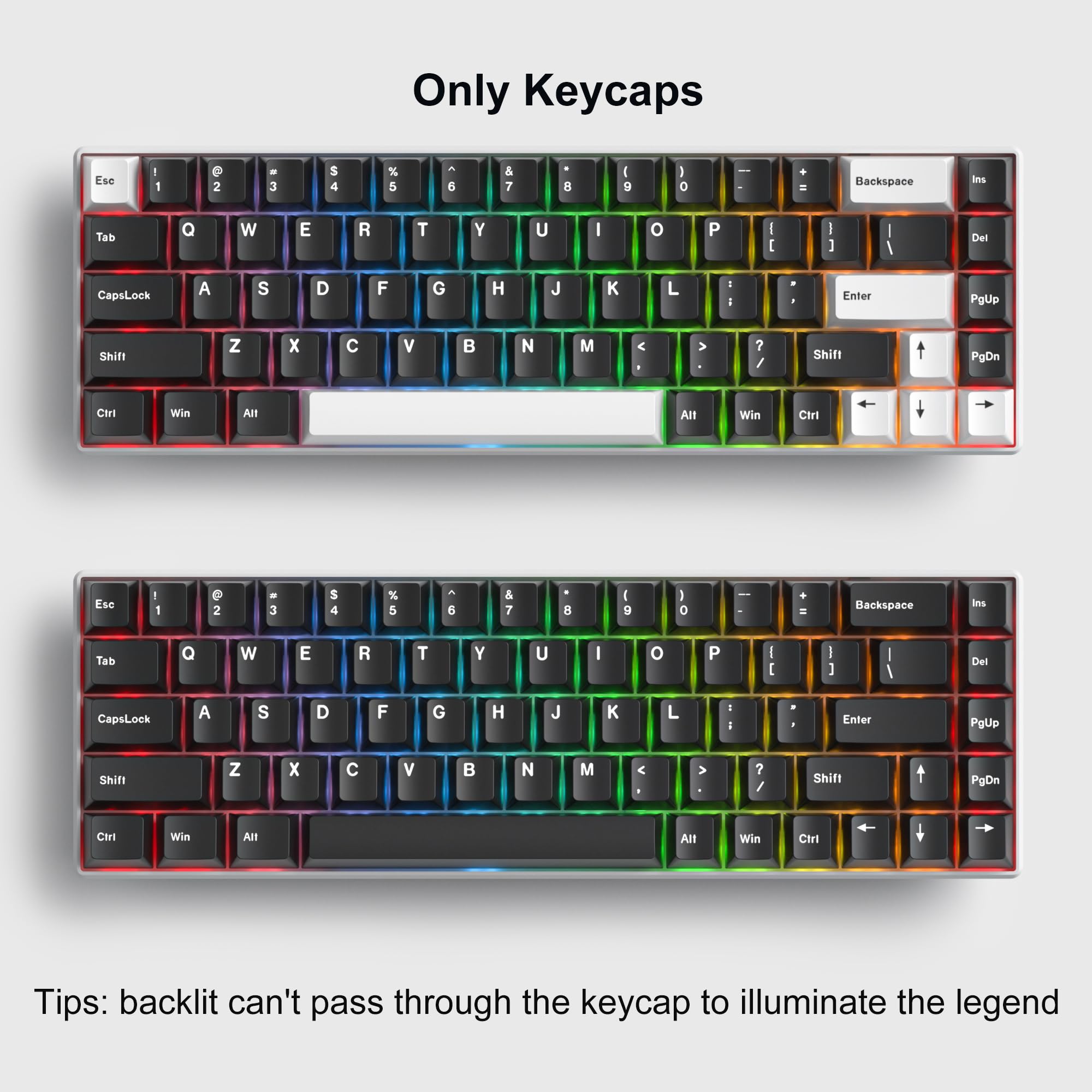 Fogruaden White On Black Keycaps, Cherry Profile Pbt Doubleshot Keycaps, Minimalist Style Black And White Keycaps, 168 Keys Cust