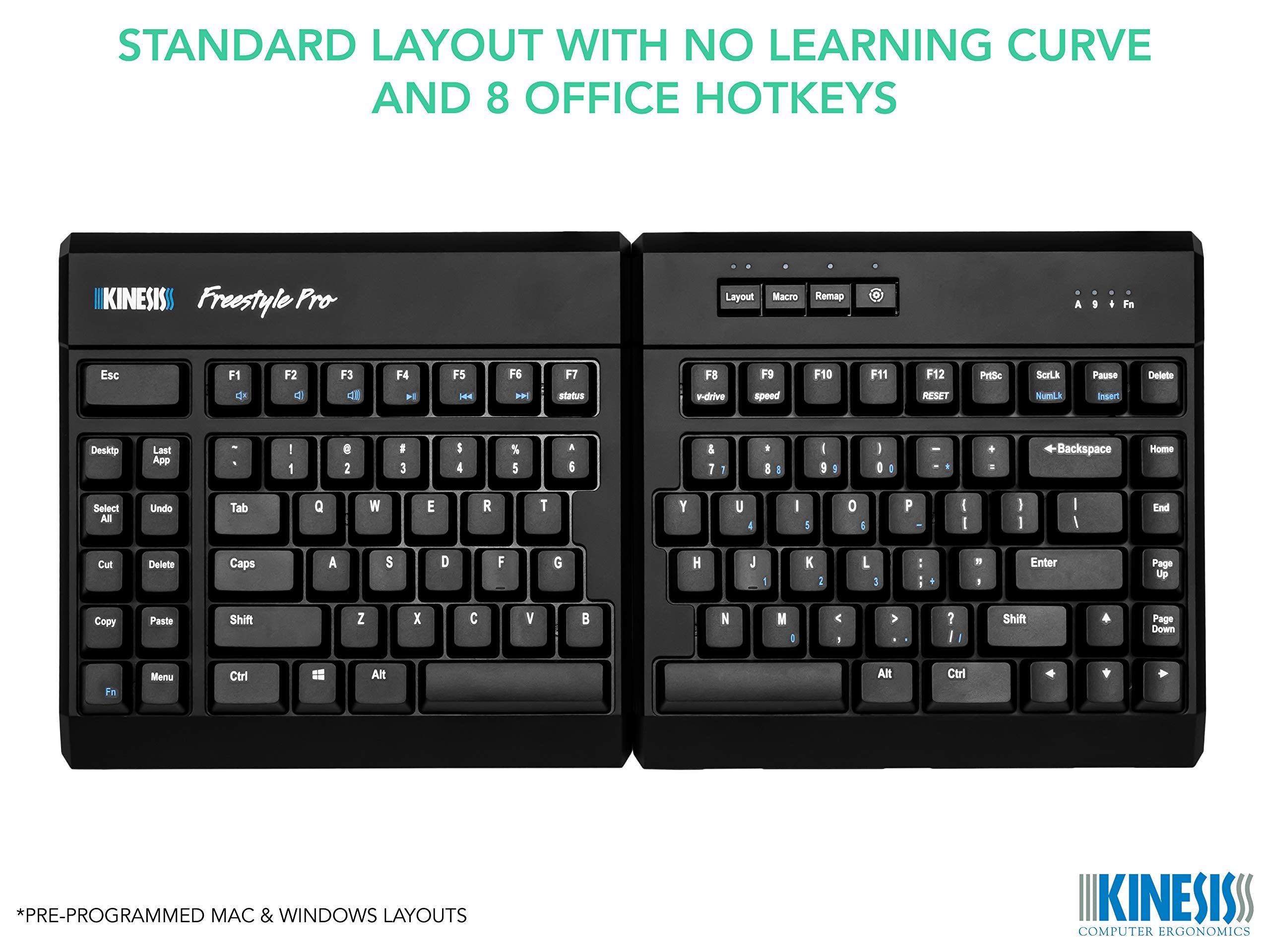 Kinesis Usb Freestyle Pro Ergonomic Split Mechanical Keyboard (Cherry Mx Brown Switches)   Kb900 Brn