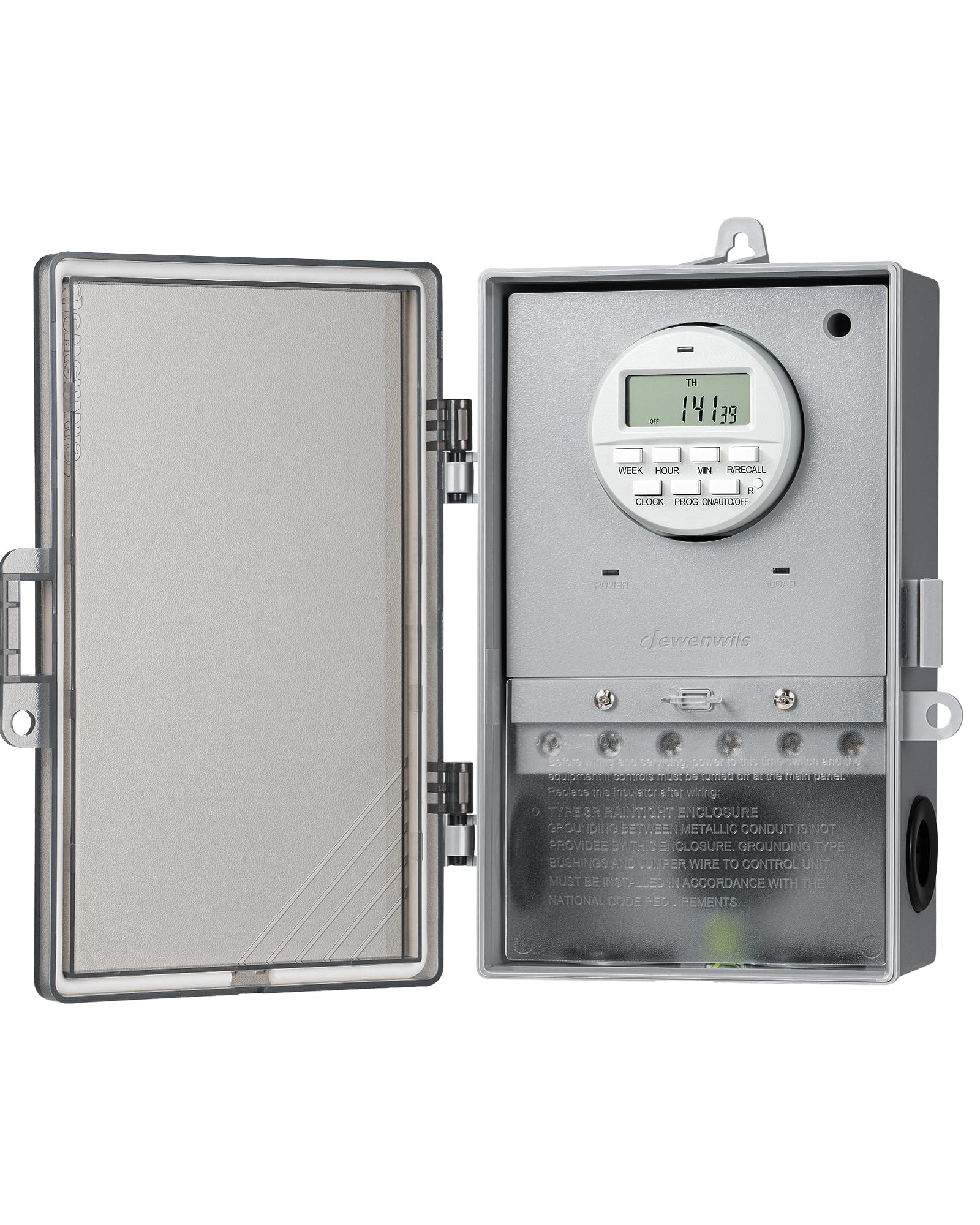 Dewenwils Pool Pump Timer, Outdoor Digital Timer Box With Transparent Case, 2Hp 40A 120 277 Vac, 7 Day 20 On/Off Programmable Ti