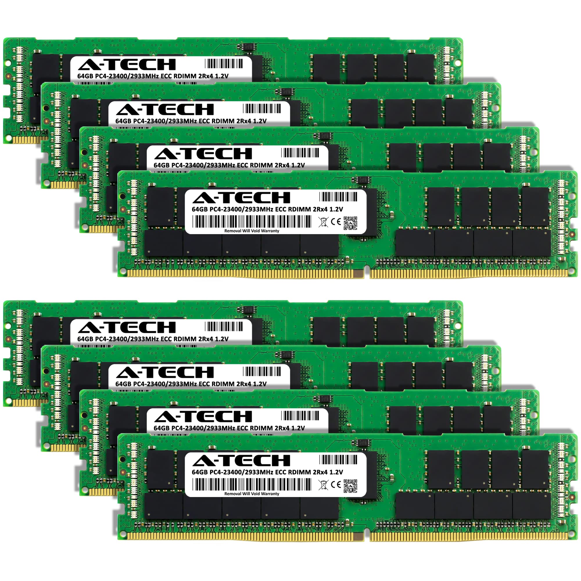 A Tech 512Gb Kit (8X64Gb) Ddr4 2933Mhz Pc4 23400 Ecc Rdimm 2Rx4 1.2V Dual Rank Ecc Registered Dimm 288 Pin Server & Workstation
