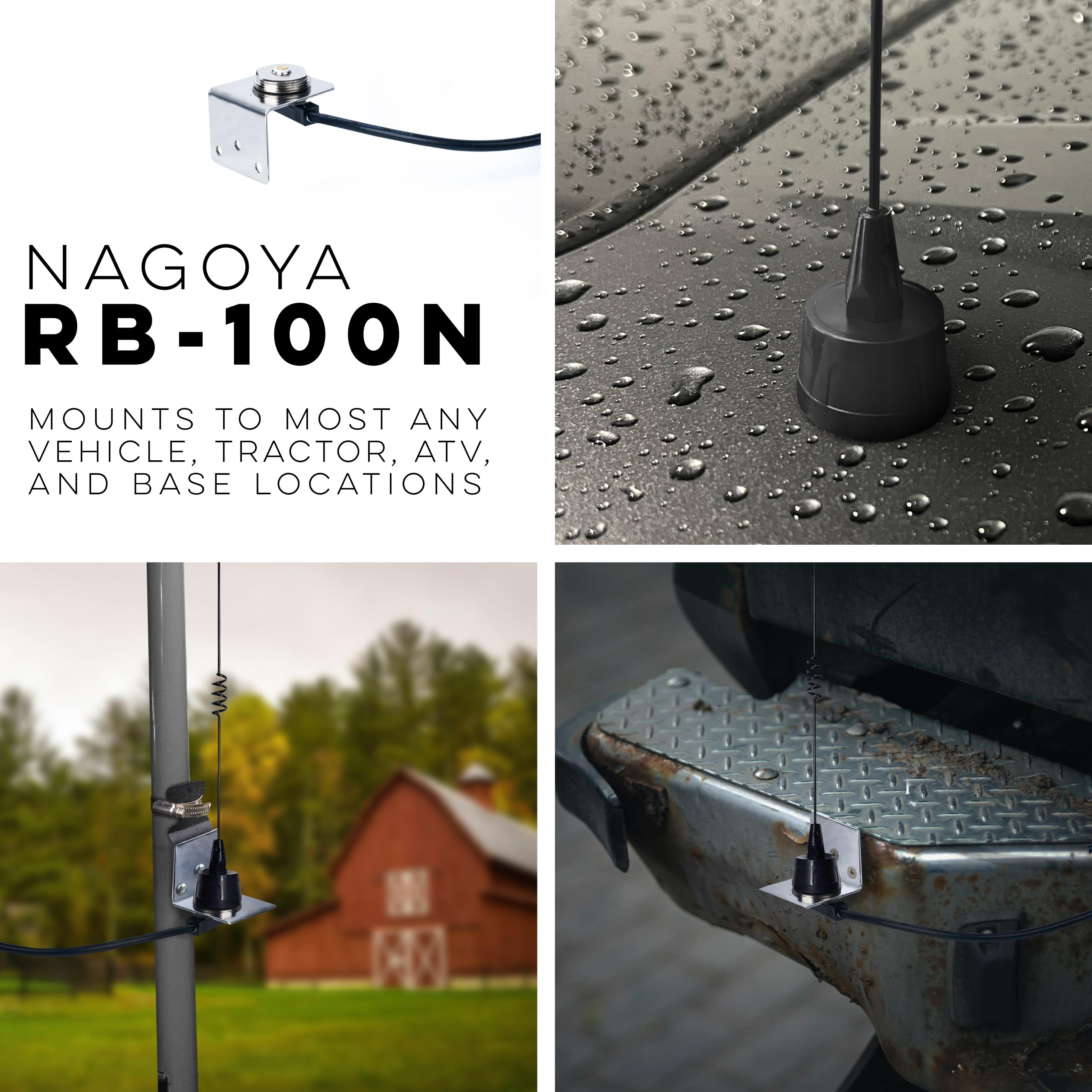 Nagoya Rb 100N Professional Drill & Bracket Nmo Mount Kit   Heavy Duty With 20' Rg 58A/U Cable & Pl 259 Connector   Weatherproof