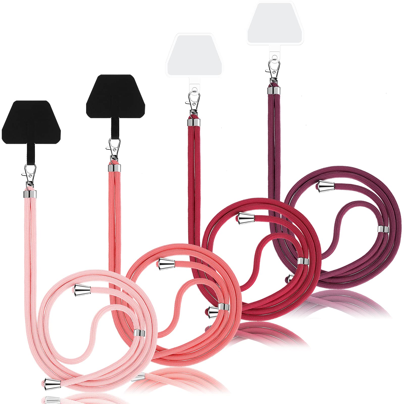 4 Pieces Universal Cell Phone Lanyard Crossbody Adjustable Nylon Phone Lanyard For Around Neck For Most Phones (Red Color Series