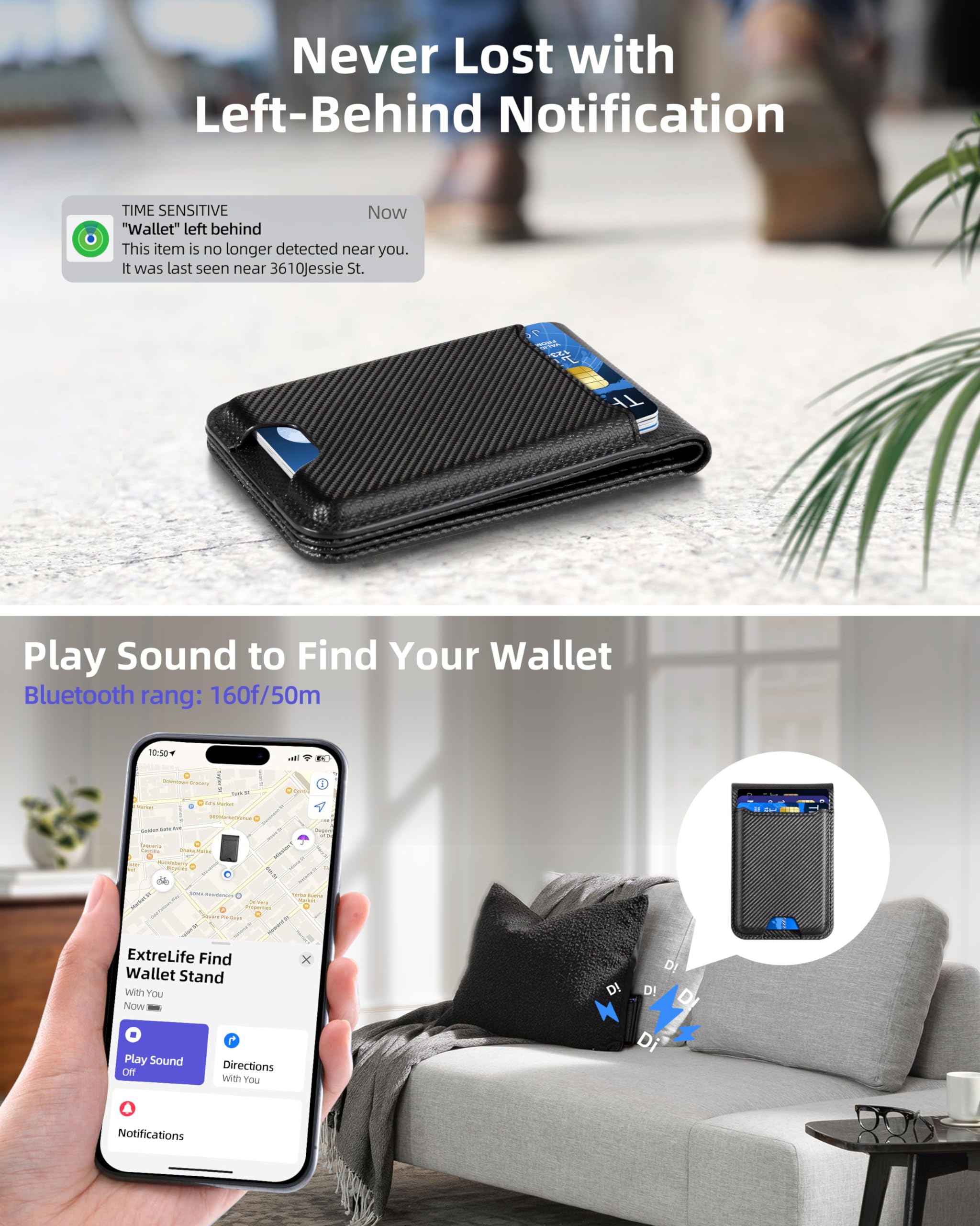 For Magsafe Wallet, Works With Apple Find My, Magnetic Wallet For Iphone 16/15/14/13/12, For Iphone Wallet With Adjustable Stand