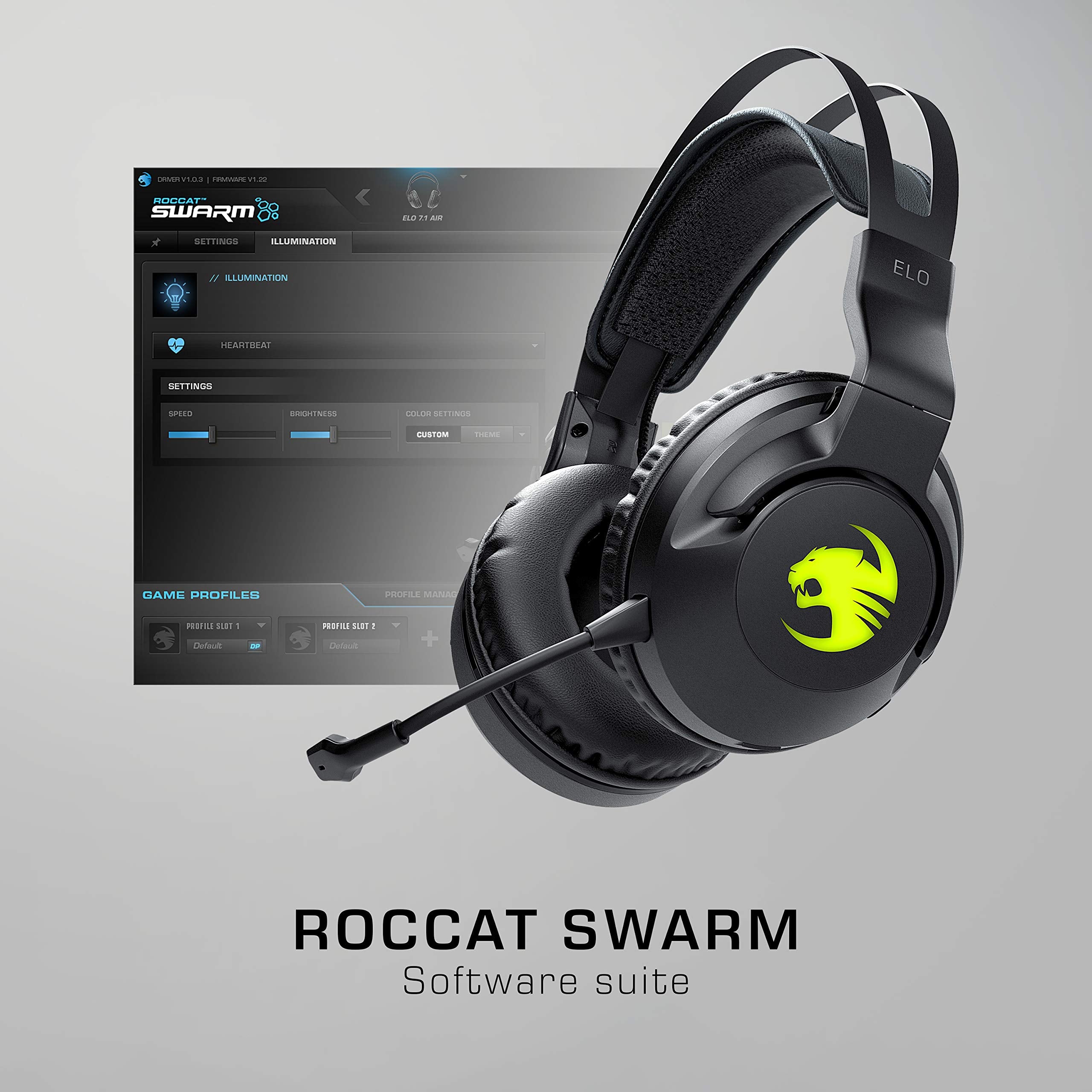 Roccat Elo 7.1 Air Pc Wireless Gaming Headset, Surround Sound Headphones With Detachable Noise Cancelling Microphone, 50Mm Drive