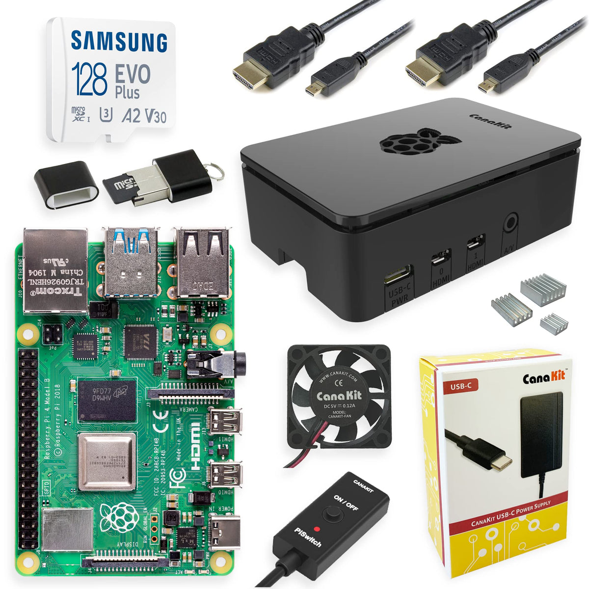 Canakit Raspberry Pi 4 Extreme Kit   128Gb Edition (2Gb Ram)