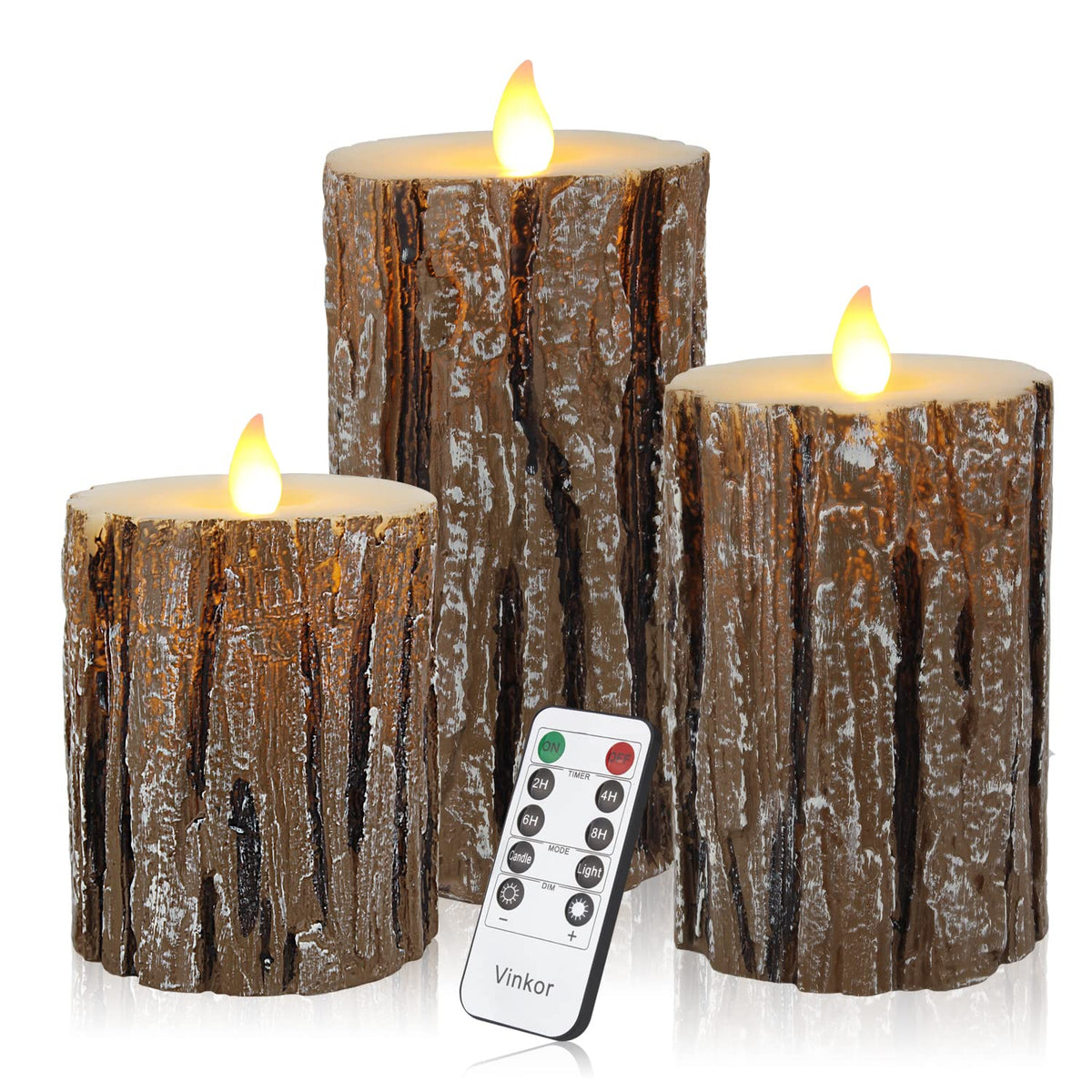 Vinkor Flameless Candles Battery Operated Candles Real Wax Pillar Led Candles With 10-Key Remote And Cycling 24 Hours Timer (Bir