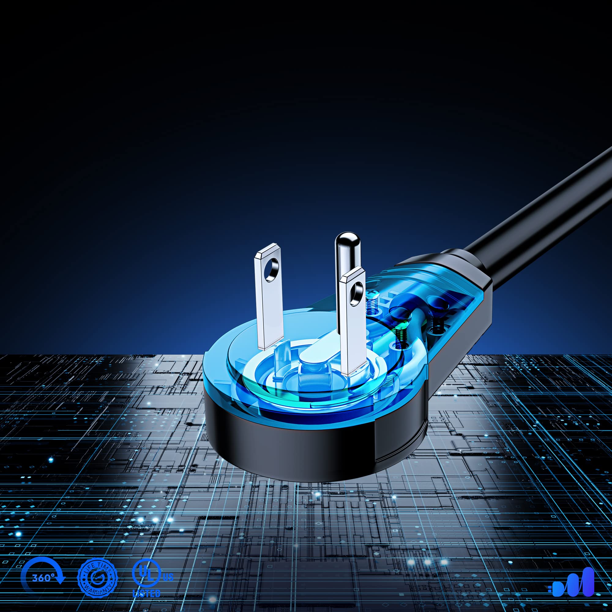 Maximm Cable 15 Feet 14Awg 360 Rotating Flat Plug Extension Cord/Wire, 3 Prong Grounded Wire, Heavy Duty Extension Cord   Ul Cer