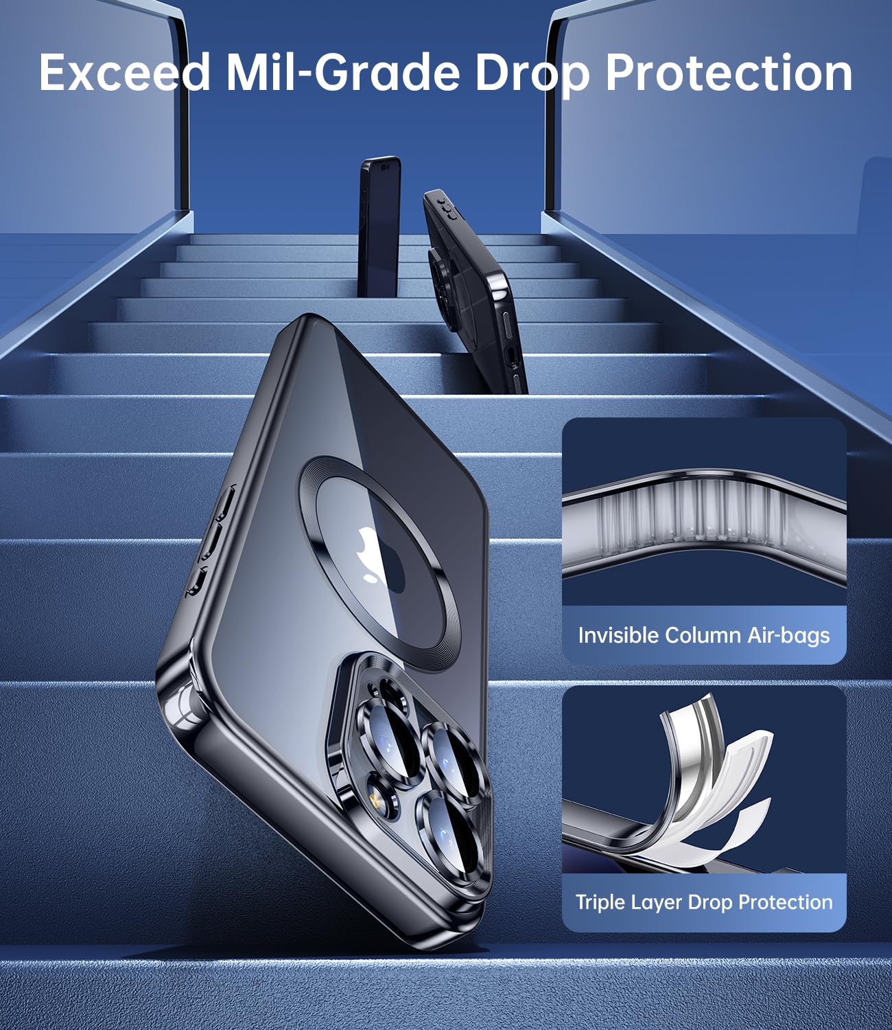 Jueshituo Magnetic Glossy Titanium For Iphone 15 Pro Max Case With Full Camera Protection [Perfect Match For Magsafe] [No.1 Stro