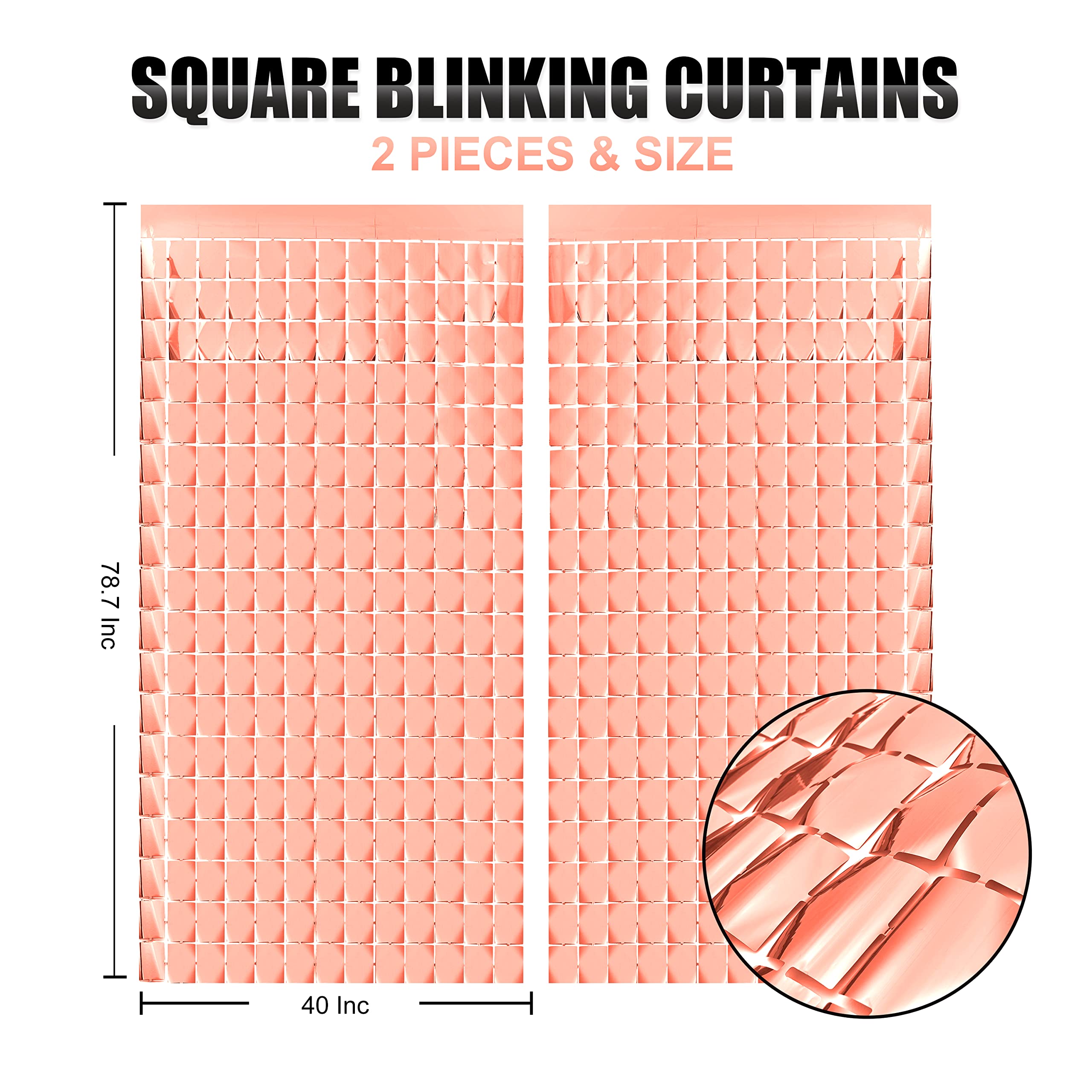 Rose Gold Shimmer Wall Backdrop, Square Backdrop Curtain,2Pcs 3.3X6.6 Feet Rose Gold Streamer Backdrop For Party Decorations