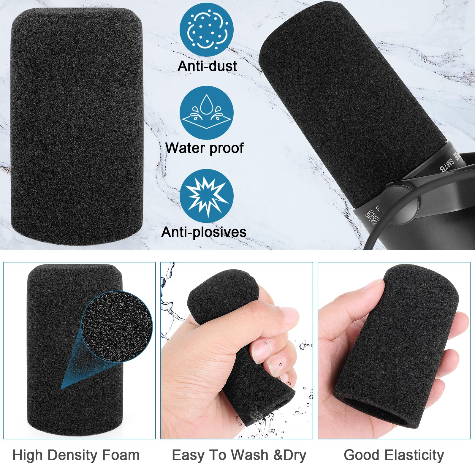 Windscreen For Sm7B, 2Pack Microphone Pop Filter Foam Cover Compatible With Shure Sm7B, Mic Cover Replacement For Noise Reductio
