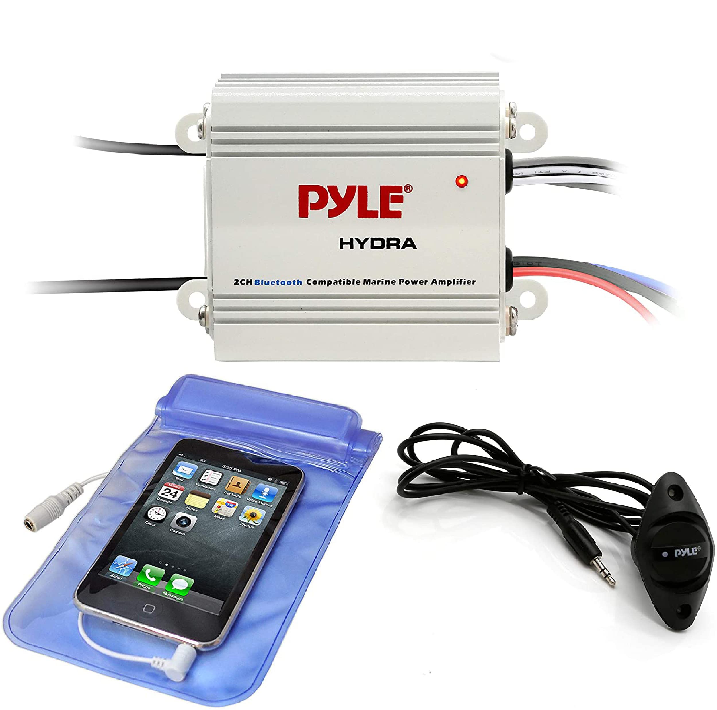 Pyle Auto 2-Channel Bridgeable Marine Amplifier - 200 Watt RMS 4 OHM Full Range Stereo w/ Wireless Bluetooth & Powerful Prime Sp