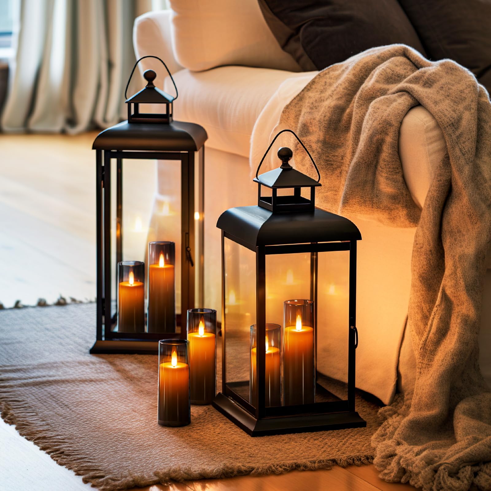 Homemory Decorative Flameless Candles, Battery Operated Candles With Remote & Timer, Flickering Led Pillar Candles, Plexiglass,