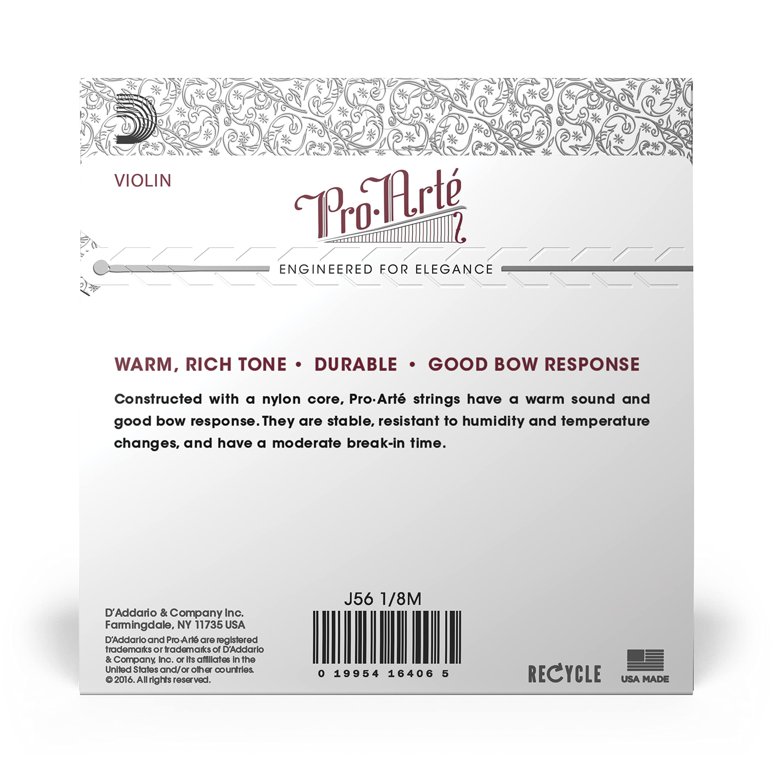 D'Addario Pro Arte Violin String Set, 1/8 Scale, Medium Tension