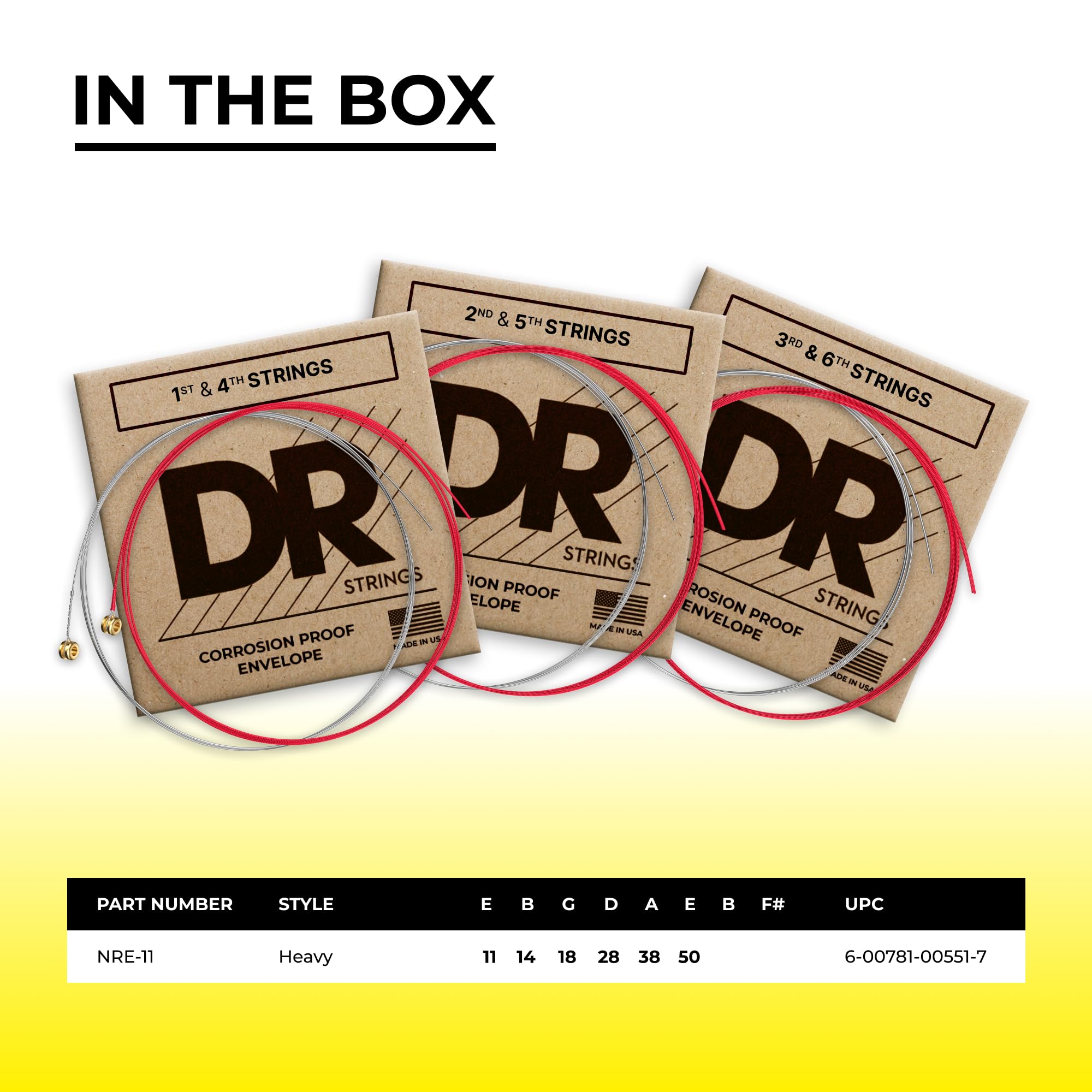 Dr Strings Hi-Def Neon Red Electric Heavy Strings (Nre11)