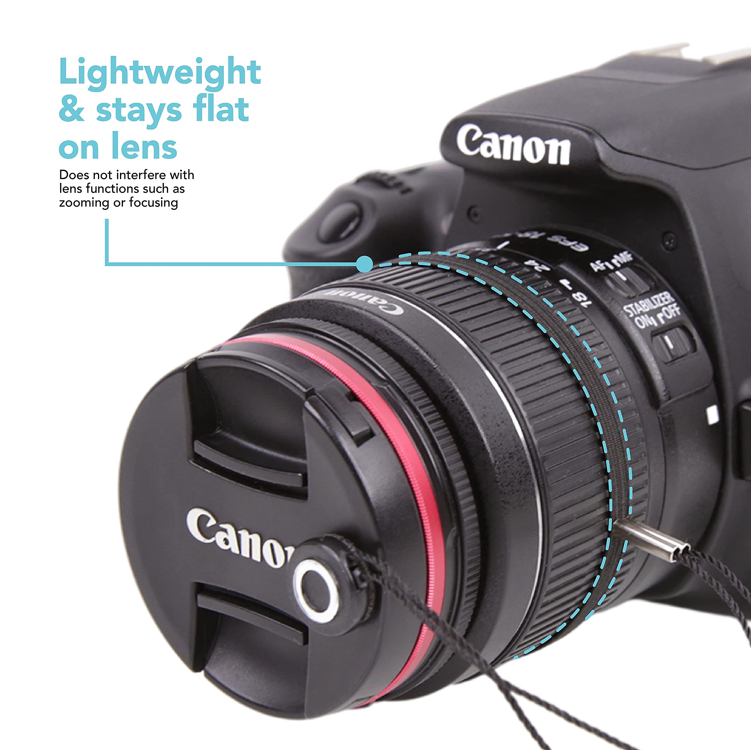 Foto&Tech Camera Lens Cap Leash With Elastic String, Compatible With Universal Dslr Slr Evil Mirrorless Cameras Video (X10)