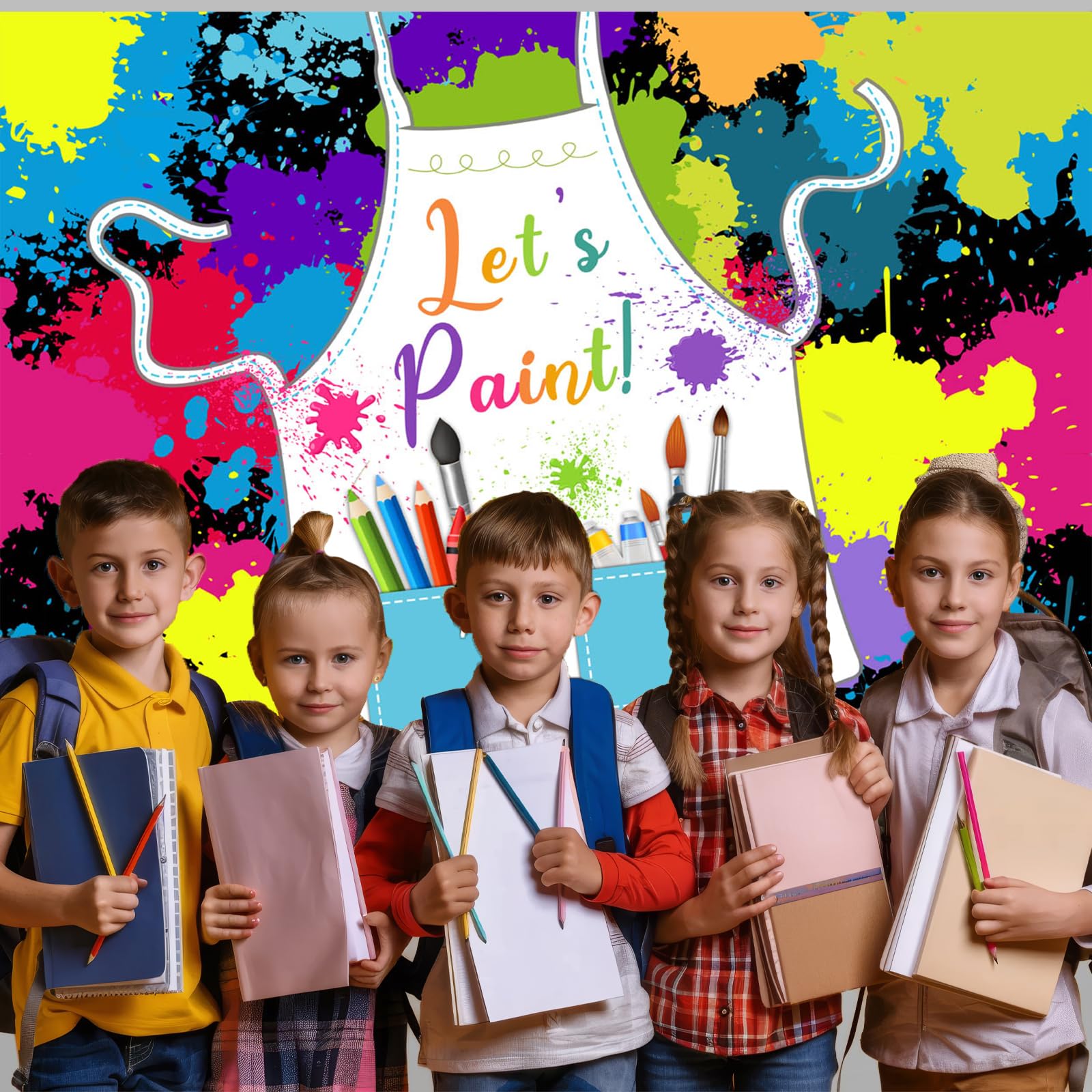 Avezano Lets Paint Birthday Backdrop Artist Birthday Party Decoration Dress For A Mess Background 7X5Ft Art Painting Splatter P