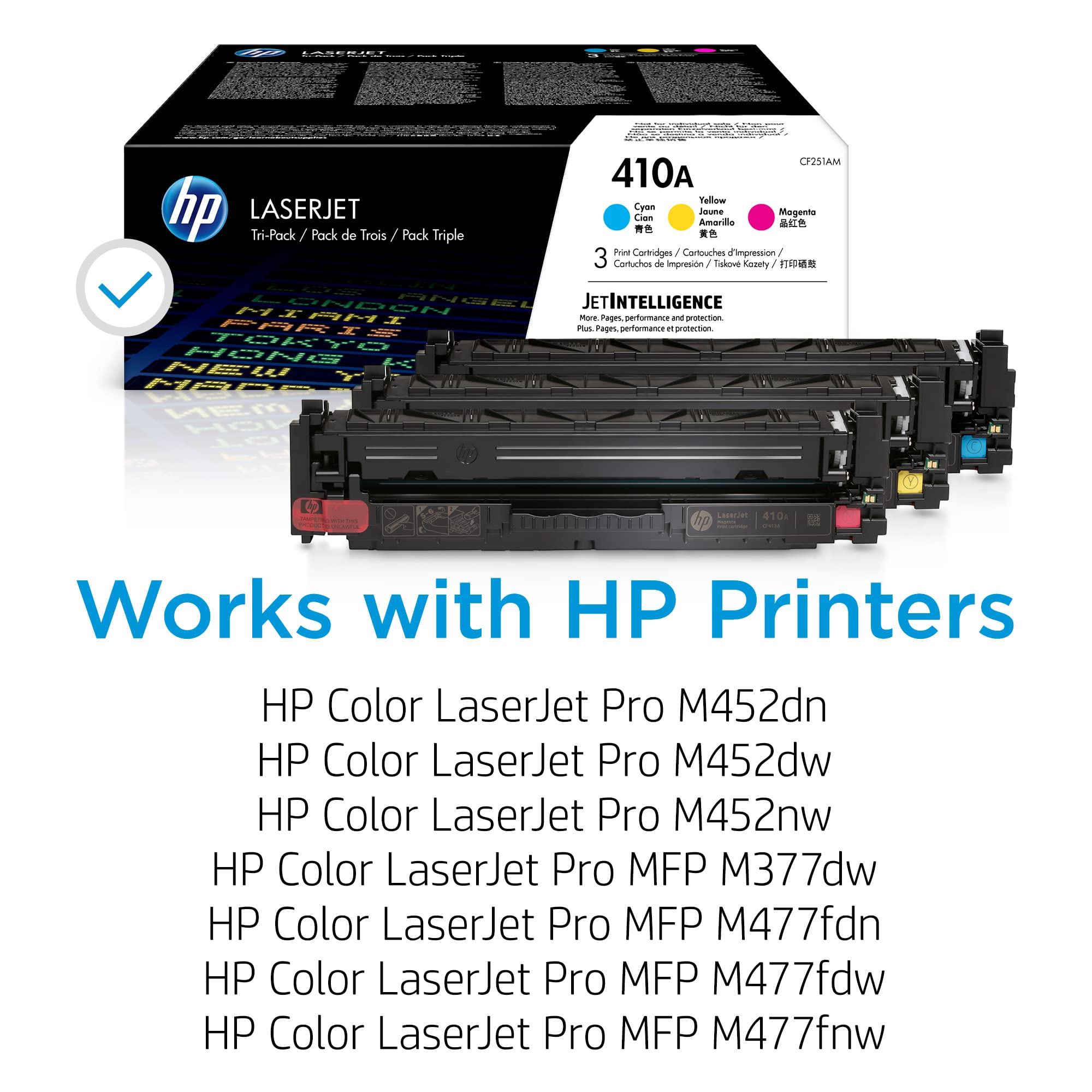 Hp 410A Cyan, Magenta, Yellow Toner Cartridges | Works With Hp Color Laserjet Pro M452 Series, Hp Color Laserjet Pro Mfp M377, M