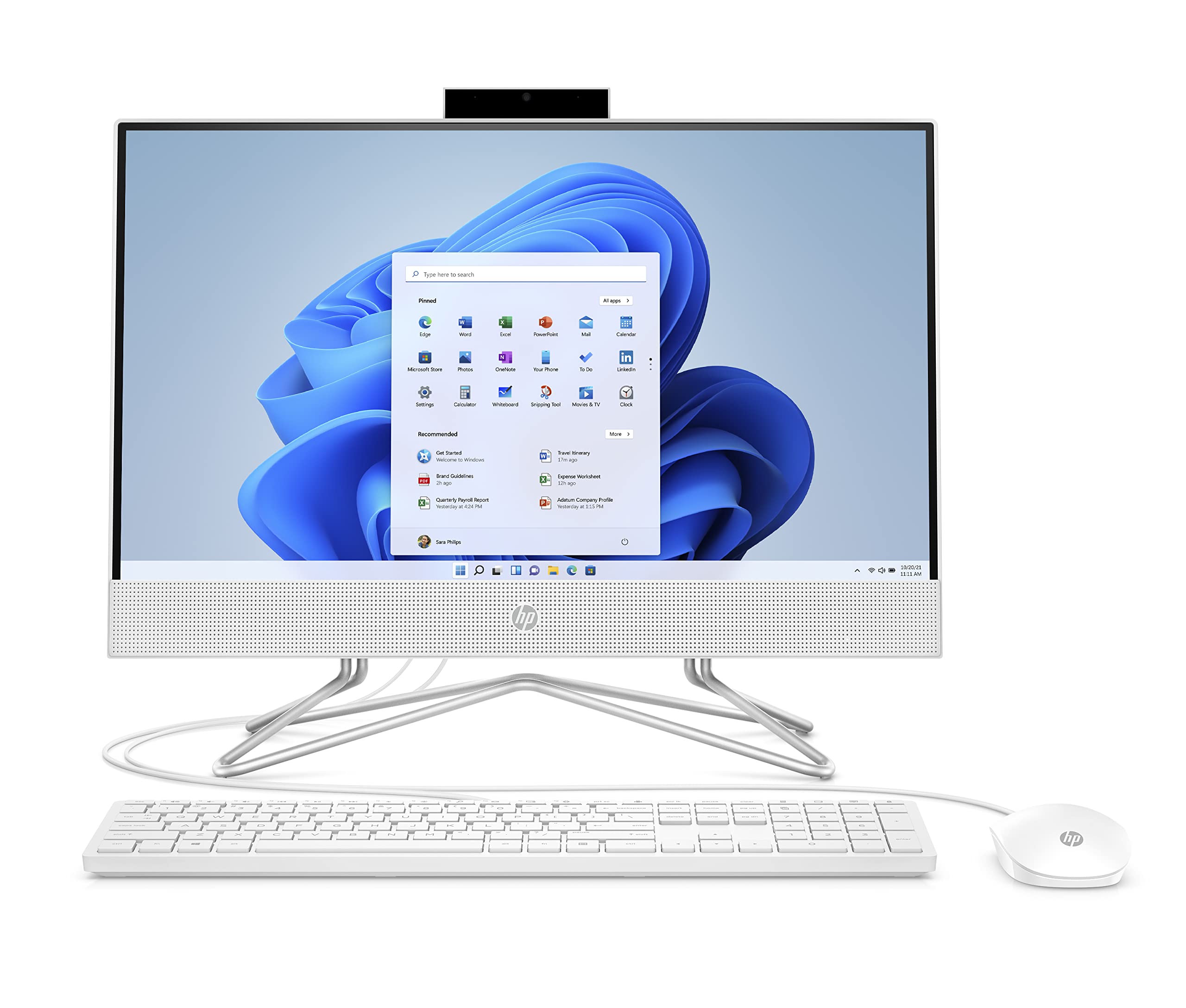 HP 21.5' All in One Desktop, Intel Pentium Silver J5040 Processor, Intel UHD Graphics 605, 4 GB RAM, 128 GB Storage, Windows 11 Home (22 dd0120, 2021),Snow white