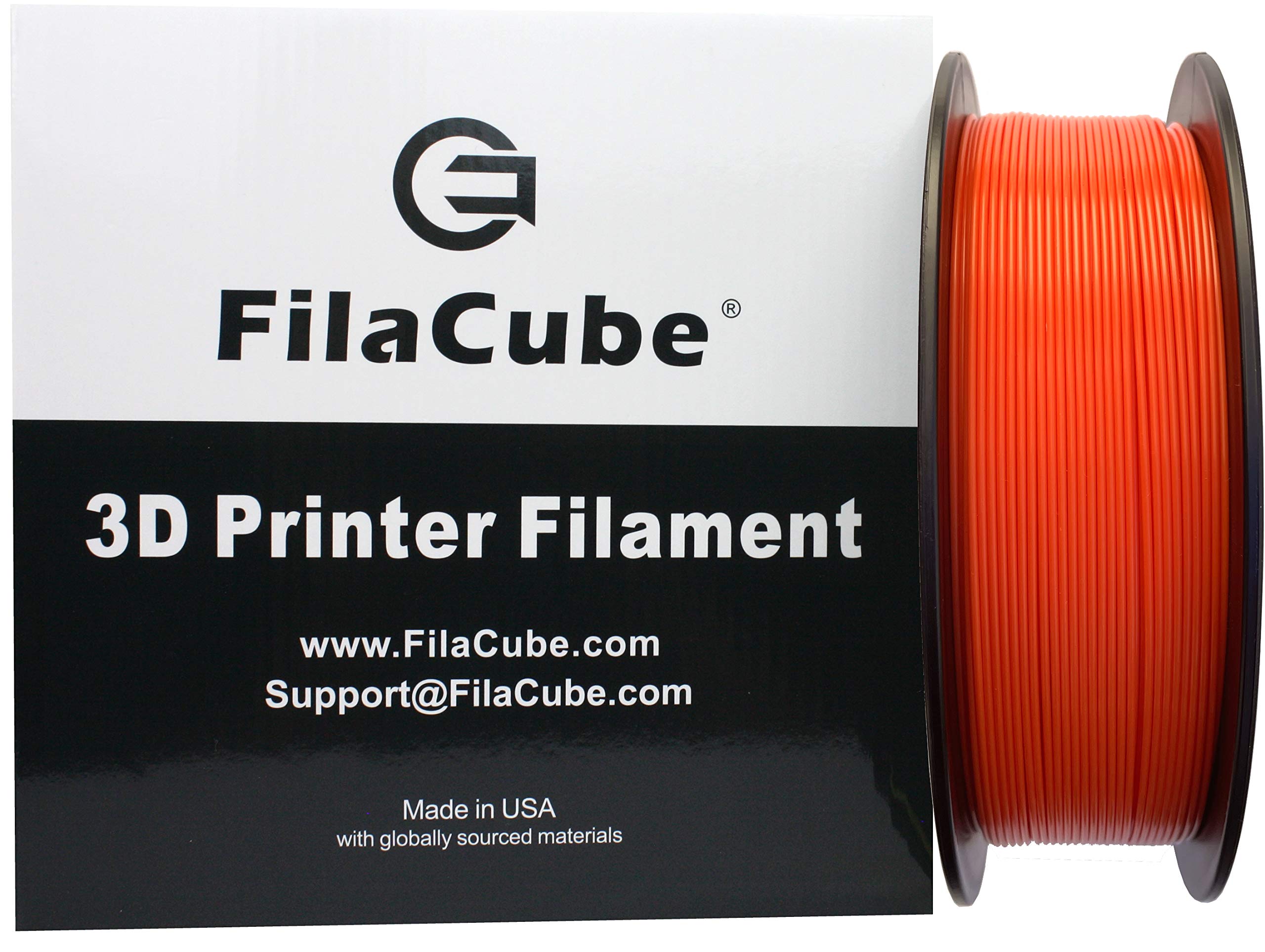 FilaCube Orange PLA 3D Printer Filament - 1.75mm 1kg (2.2 lbs) - 2nd Generation 3D Printing Plastic - Made in USA - for FDM/FFF 