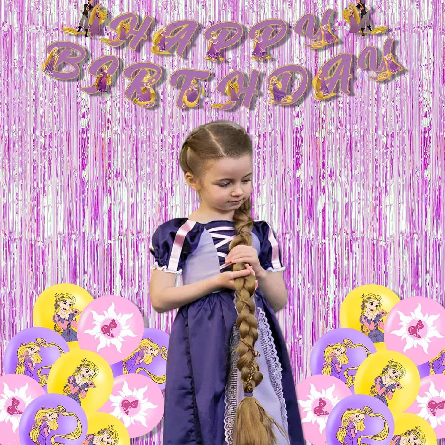 Braveshine Clear Purple Party Decorations Iridescent Foil Fringe Backdrops   2 Pack 3.2 X 6.5 Ft Metallic Tinsel Photo Booth Pro