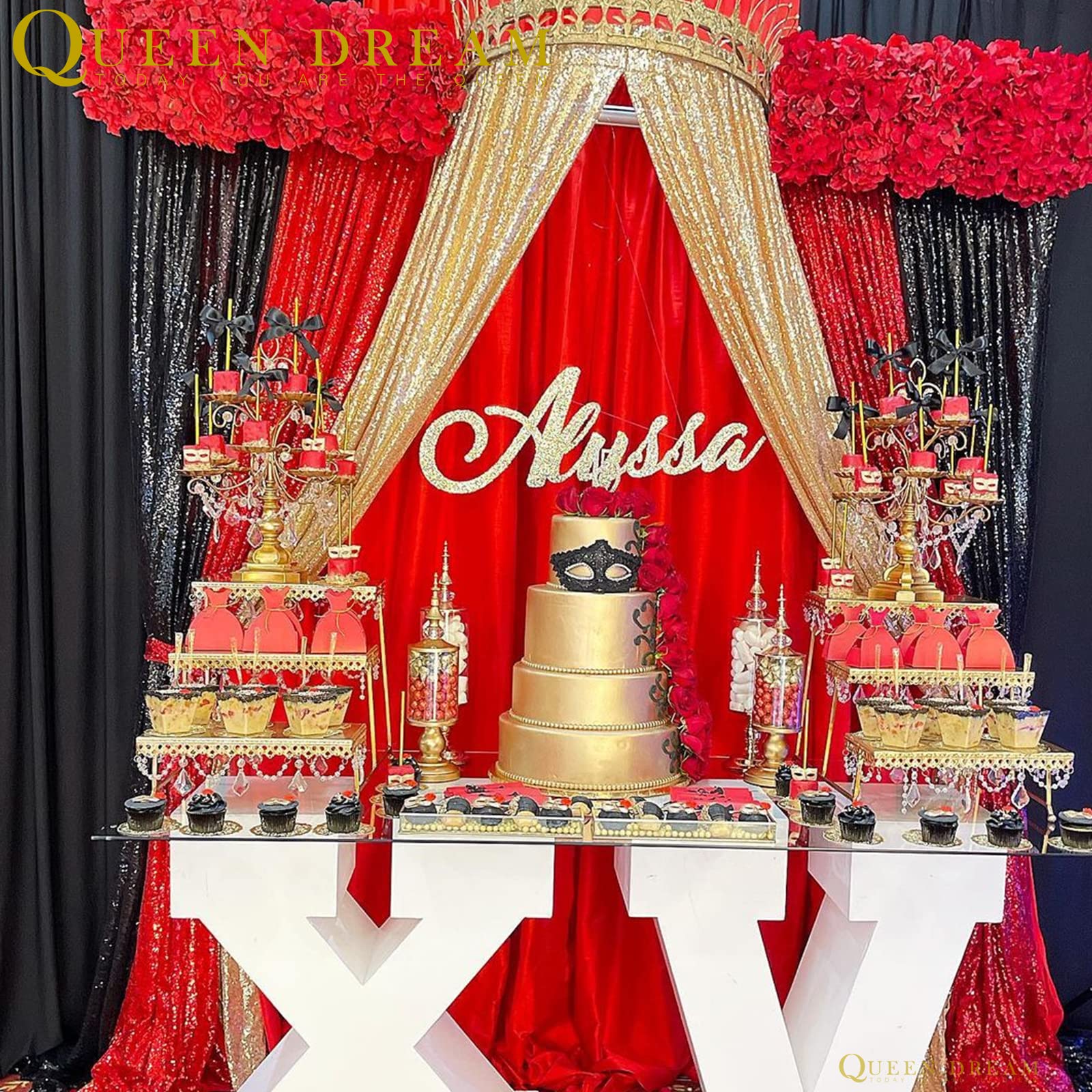 Black Sequin Backdrop 2 Panels 2Ftx8Ft Halloween Backdrop Curtains Party Decorations Birthday Wedding Photo Backdrop