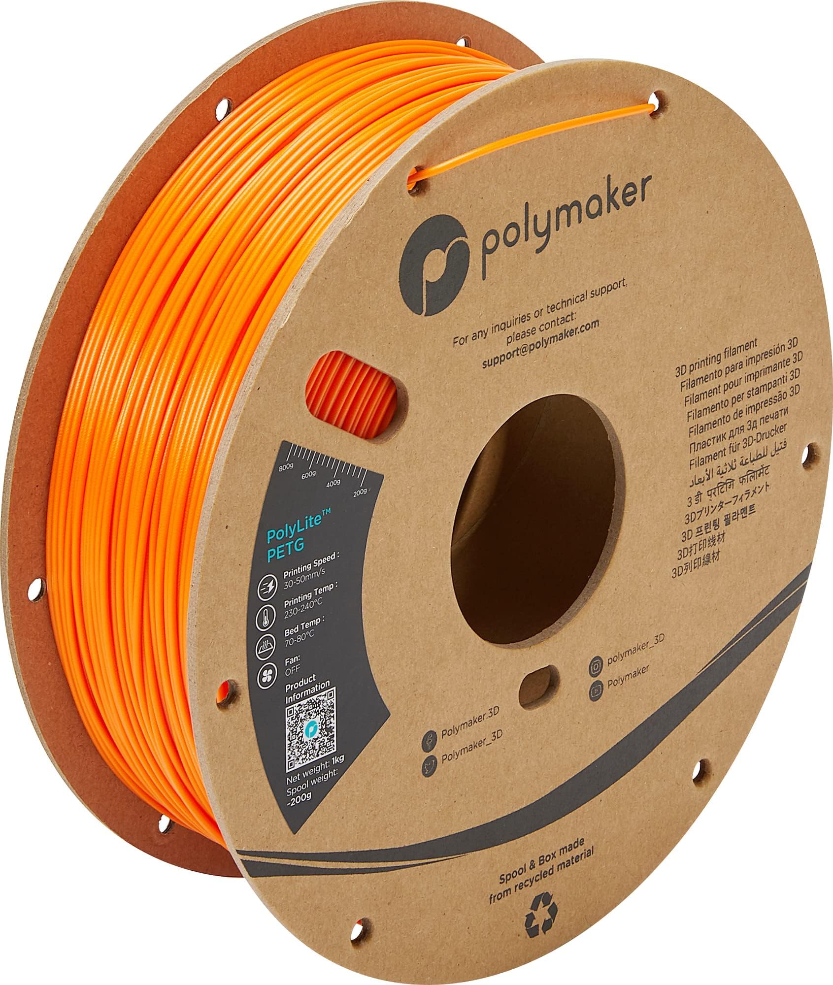 Polymaker Petg Filament 1.75Mm, 1Kg Strong Petg 3D Printer Filament Orange   Polylite Petg Orange 3D Printing Filament 1.75Mm, D