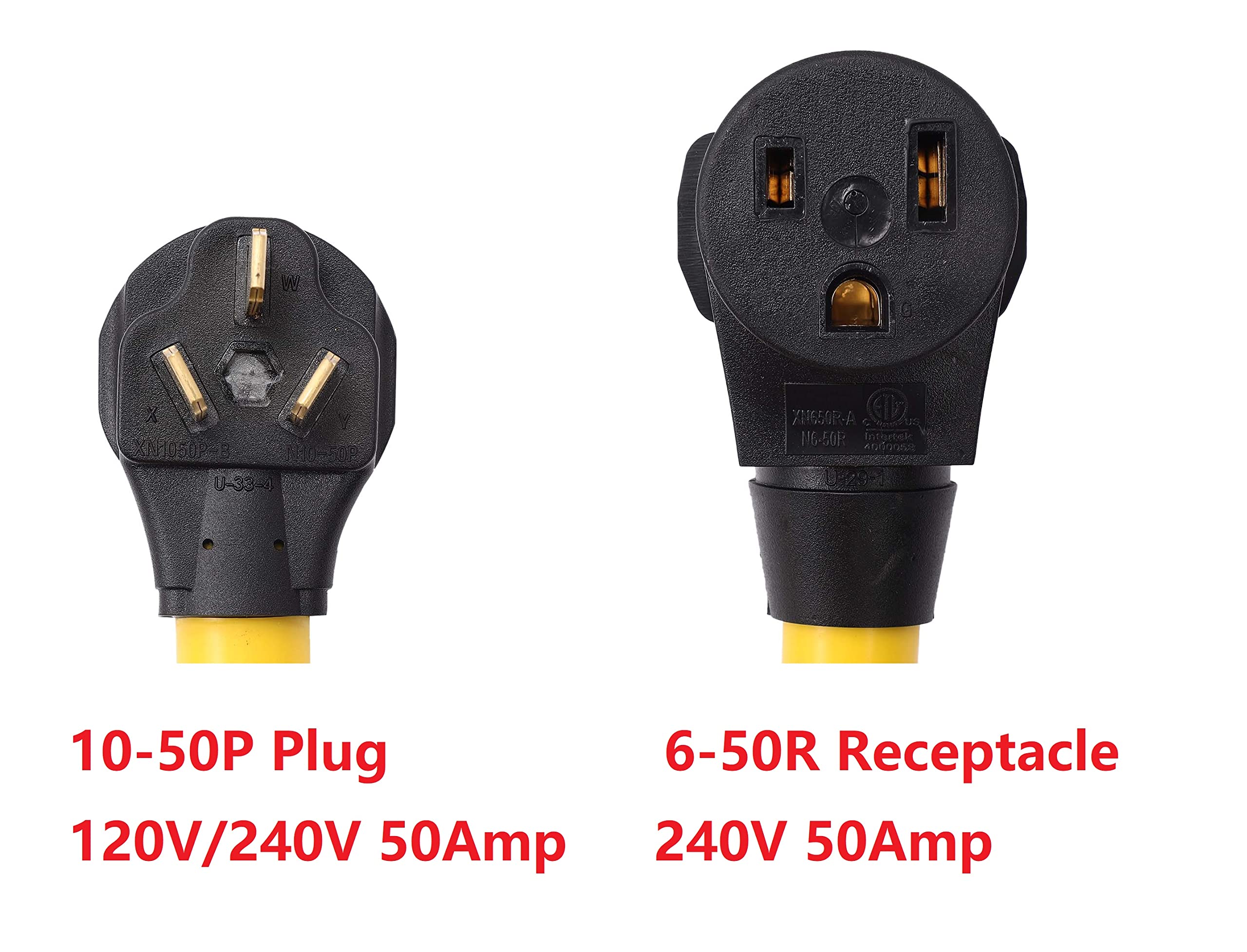 Onetak Nema 10 50P To 6 50R 240V 50 Amp 1.5Ft Stw 6Awg 3 Prong Male Plug To 3 Prong Female Receptacle Welder Welding Ev Charger