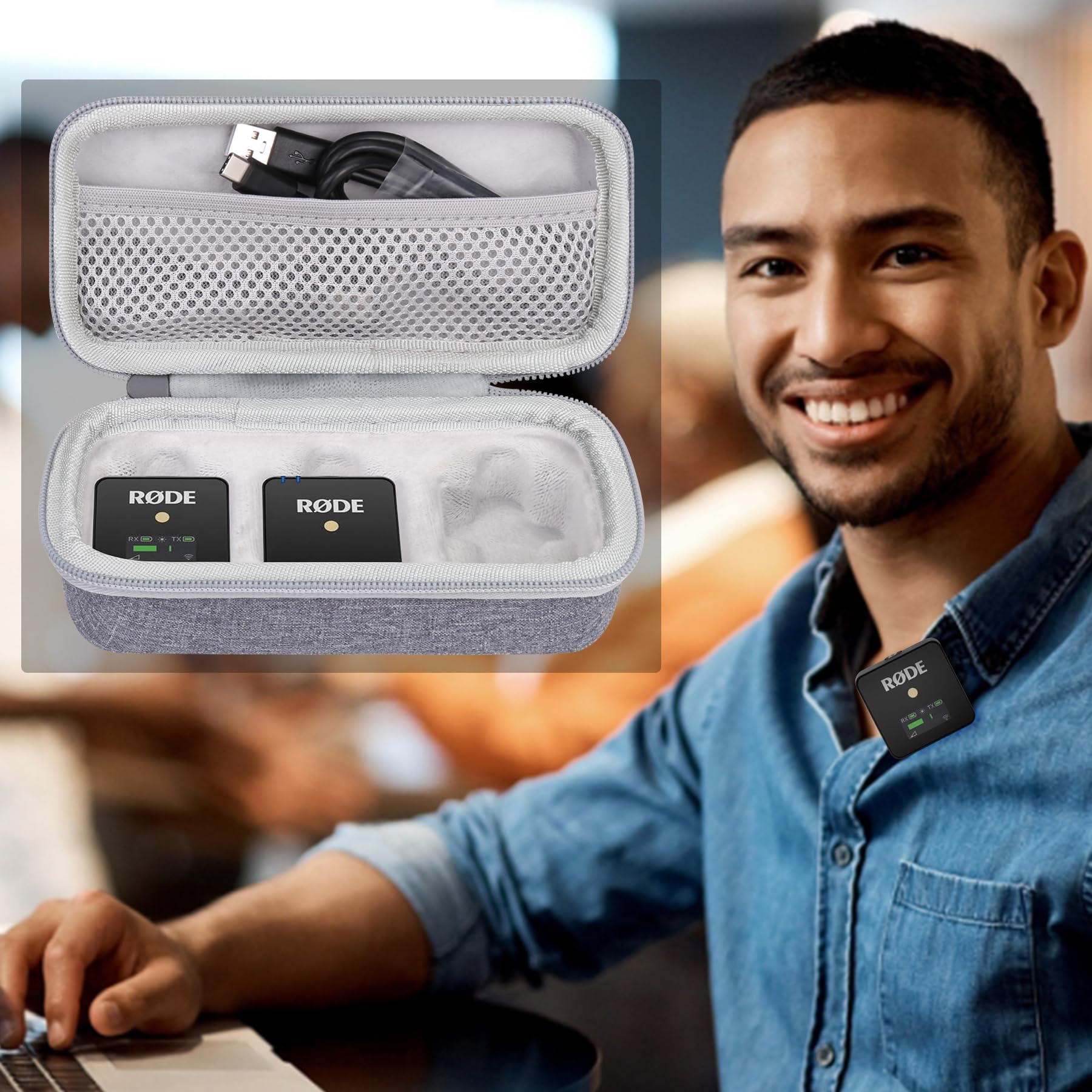 Aenllosi Hard Carrying Case Compatible With Rode Wireless Me Clip/Wireless Go Ii Dual Channel Compact Digital Wireless Microphon