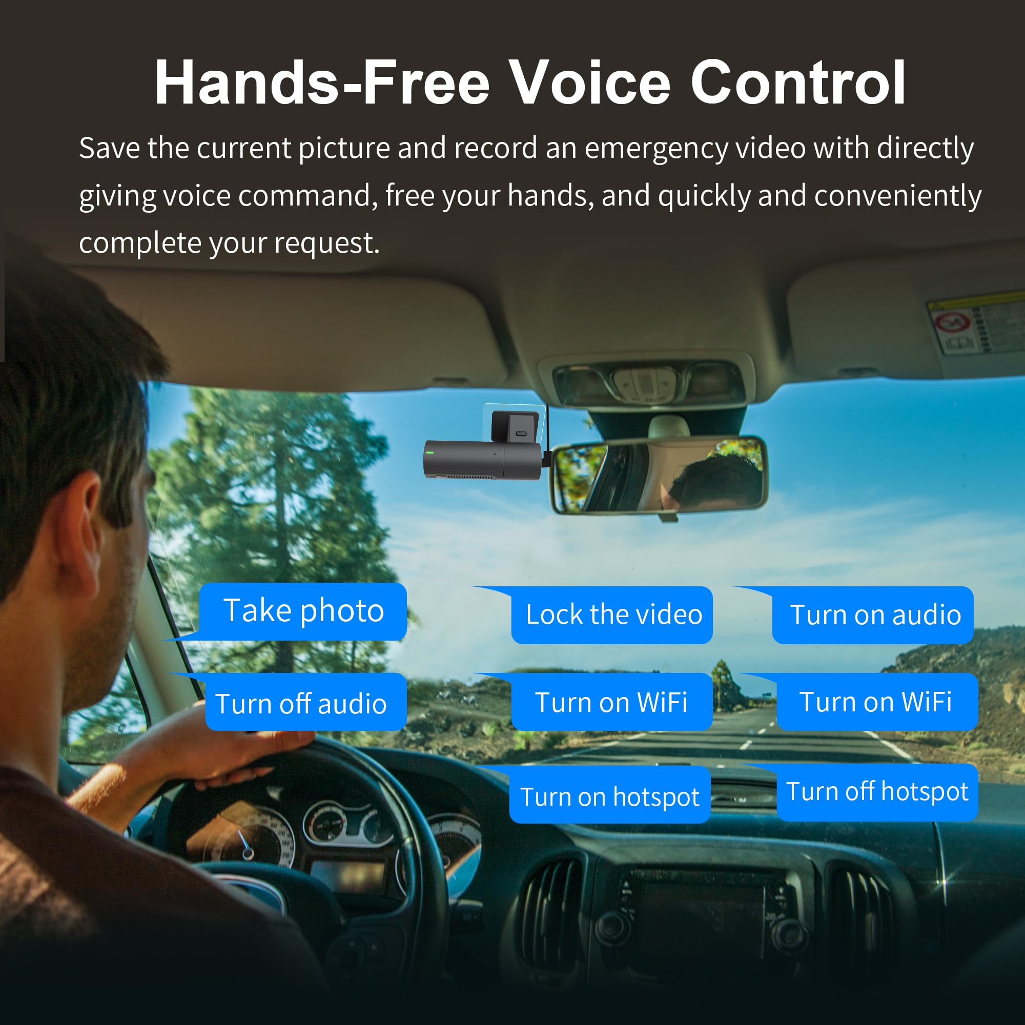 Kawa Dash Cam 2K, Wifi Dash Camera For Cars 1440P With Hand Free Voice Control, Night Vision, Mini Hidden Dashcam Front, Emergen