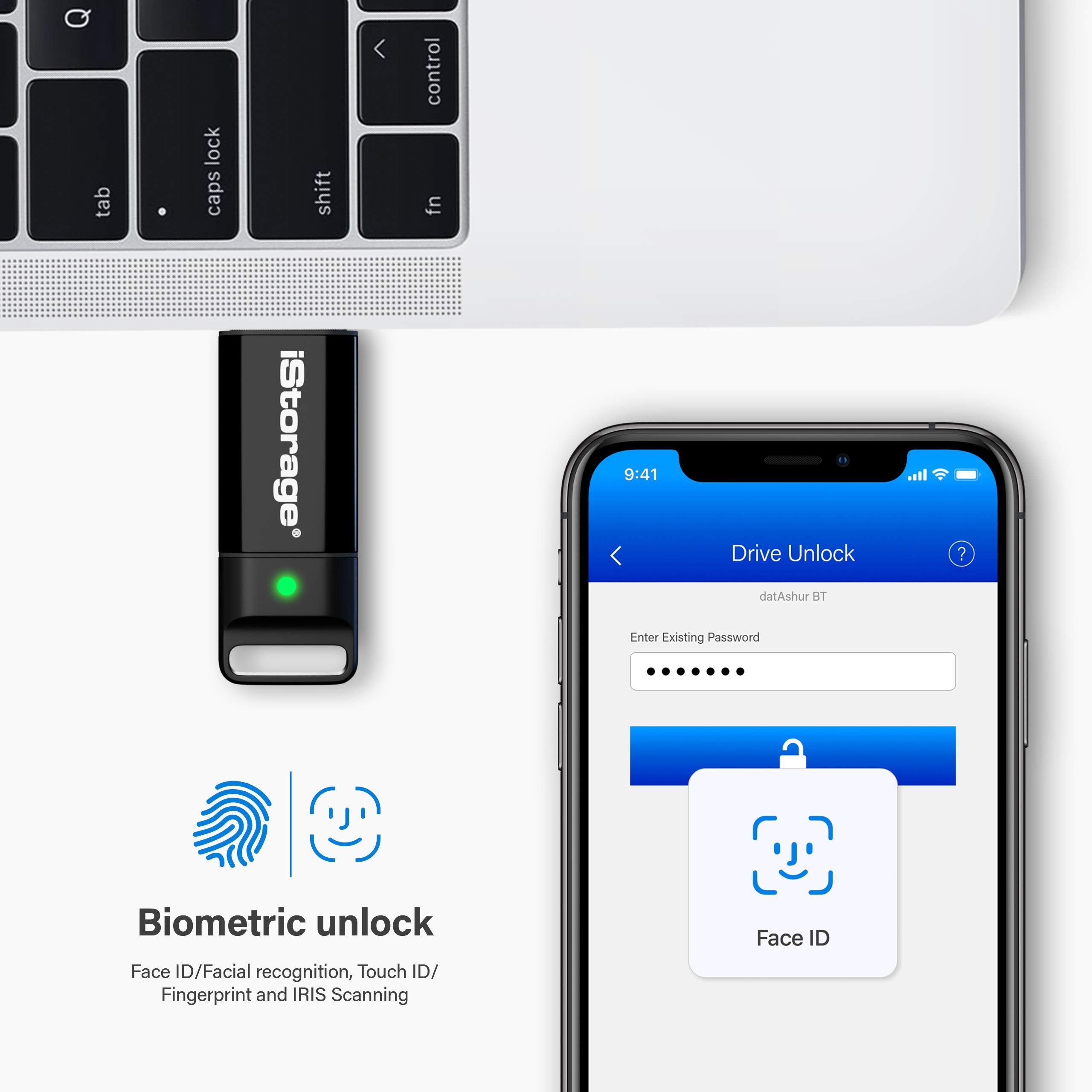 Istorage Datashur Bt 16 Gb | Encrypted Secure Flash Drive | Unlock Via Smartphone Using Bluetooth | Fips 140 2 Level 3 Certified