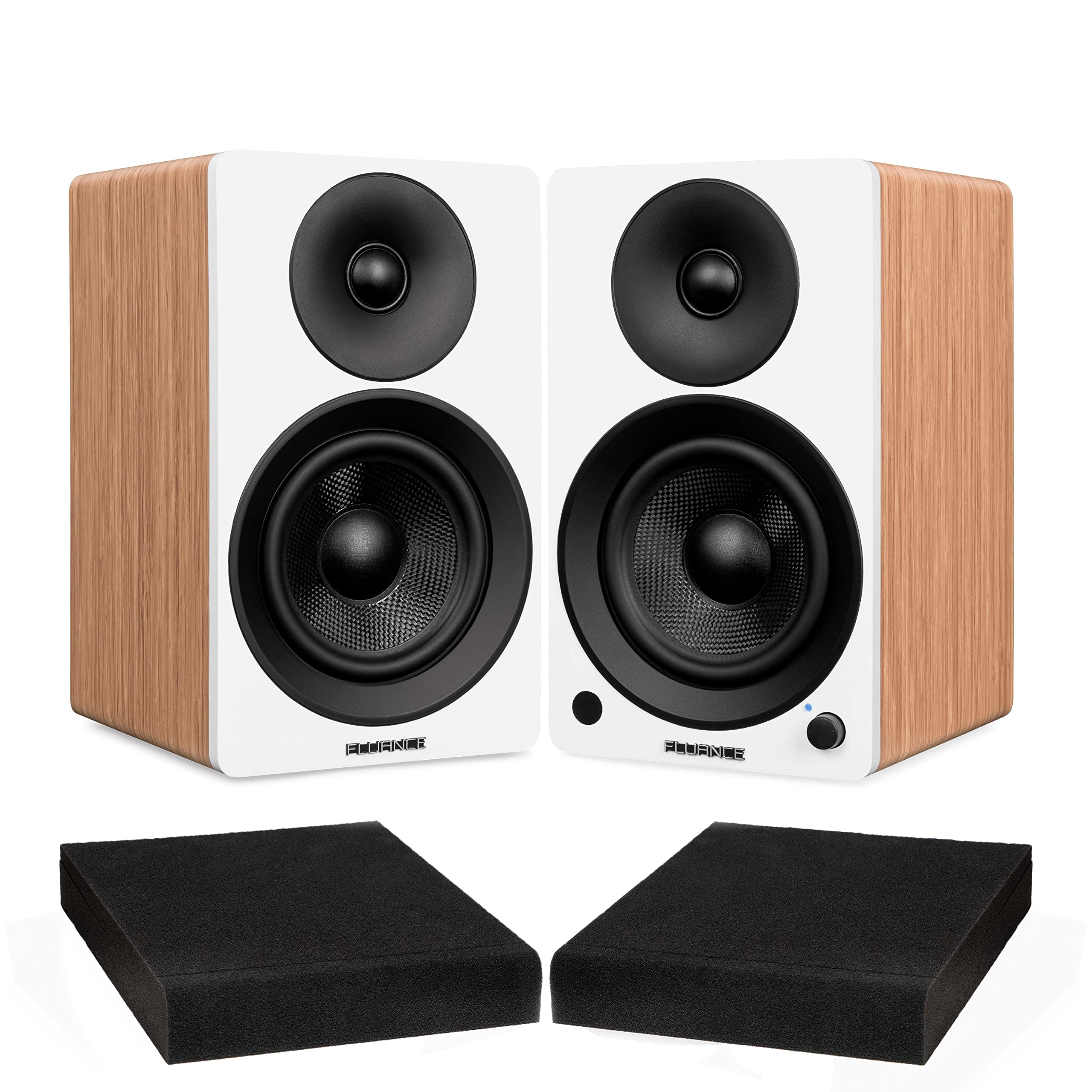 Fluance Ai41 Lucky Bamboo Powered 2.0 Stereo Bookshelf Speakers with 5 Drivers, 90W Amplifier for Turntable, TV, PC and Bluetoot