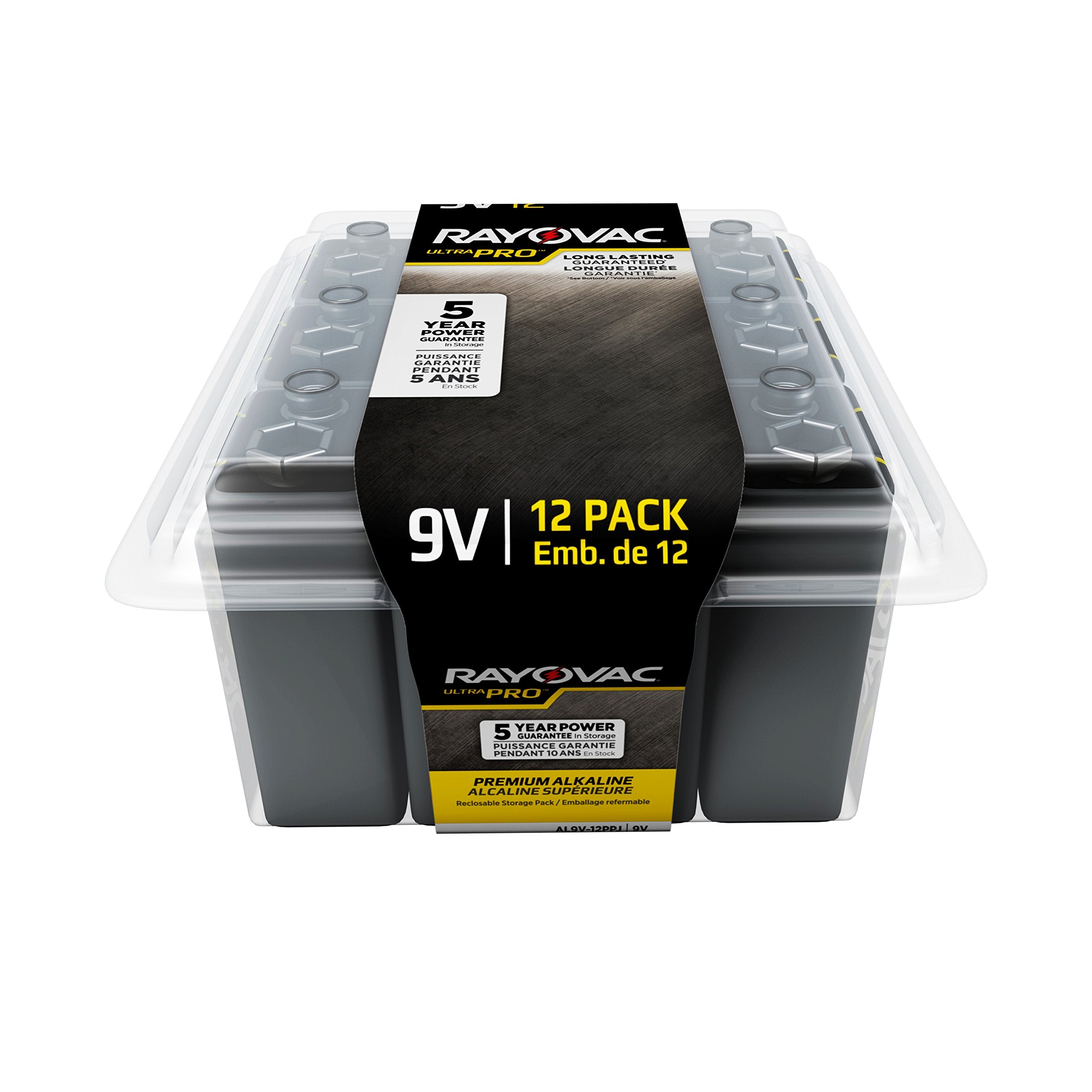 Rayovac 9V Ultra Pro Alkaline Batteries, 12 Pack With Recloseable Lid, Al9V 12Ppj