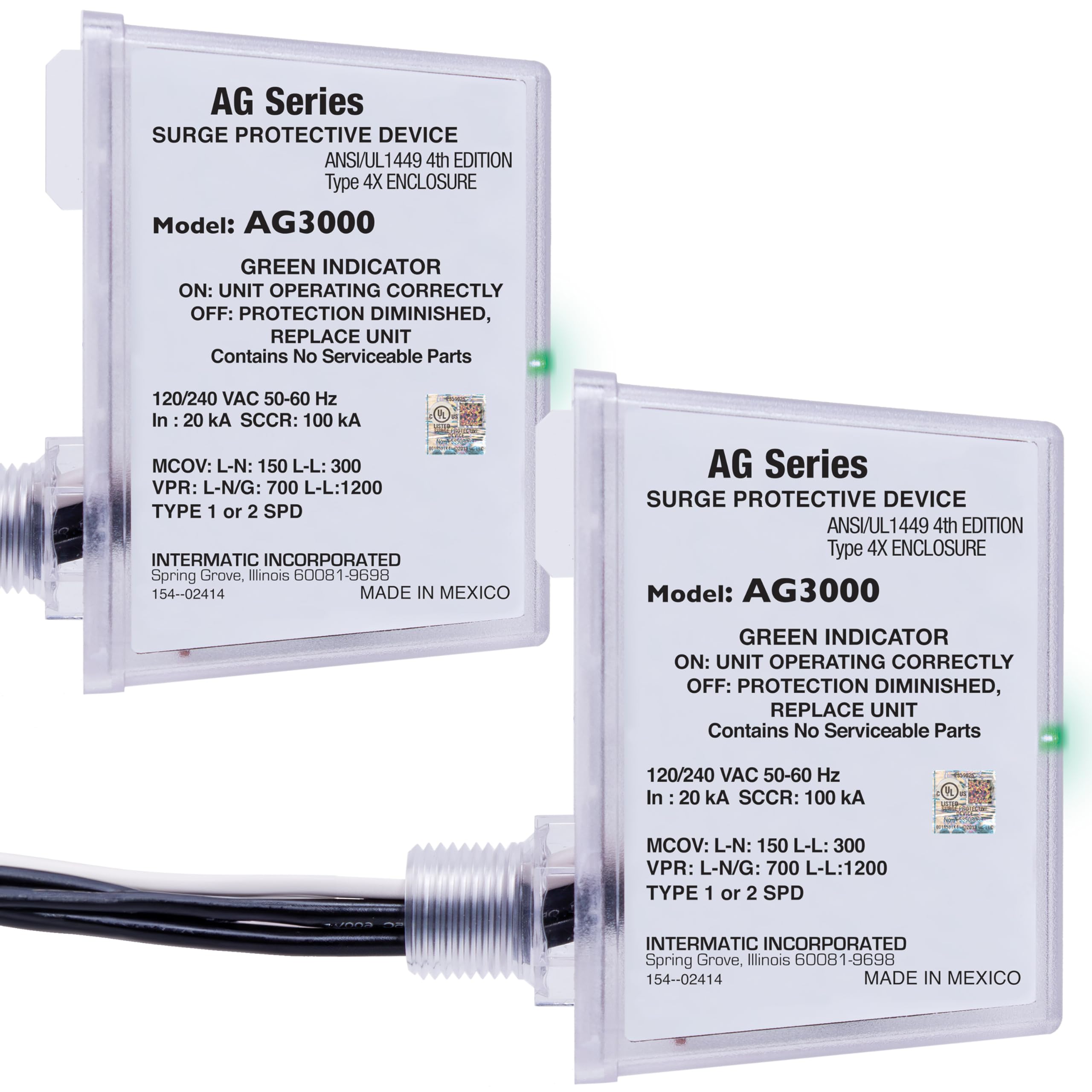 Intermatic Ag3000 120/240 Vac Universal Hvac Surge Protective Device, 2 Pack   Comprehensive Surge Protection, Tpmov Technology, Watertight Enclosure   Ul Listed And Reliable