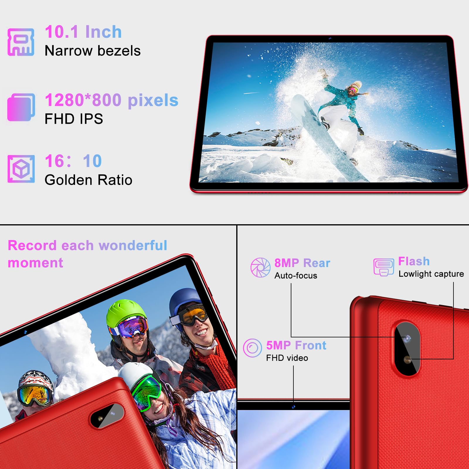 Facetel Tablet 10 Inch Android 13 Tablet Octa Core 2.0 Ghz With 12Gb Ram 128Gb Rom, 5G Wifi, 6000Mah, Hd Ips Touchscreen, Blueto