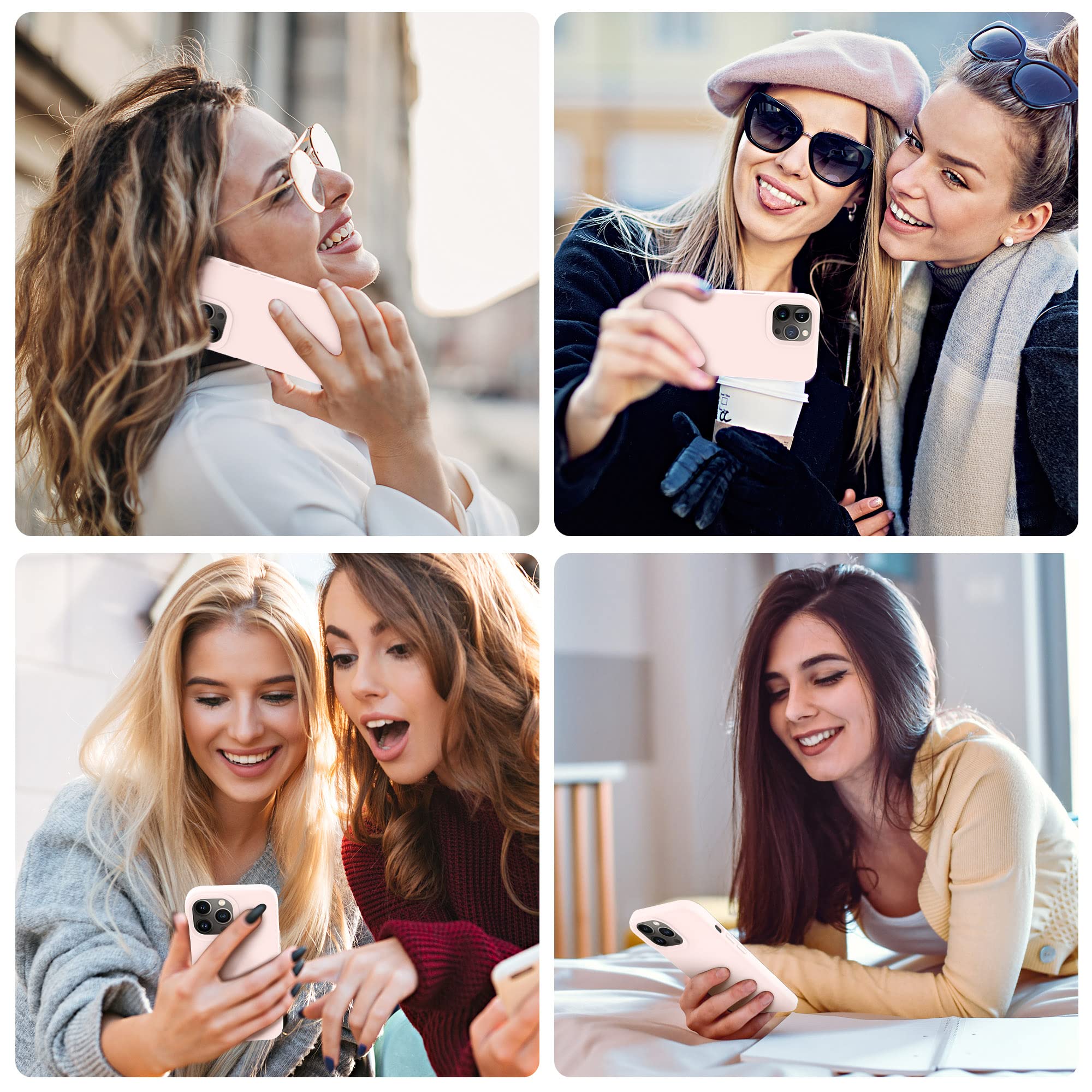 Otofly Designed For Iphone 14 Pro Case, Silicone Shockproof Slim Thin Phone Case For Iphone 14 Pro 6.1 Inch (Chalk Pink)