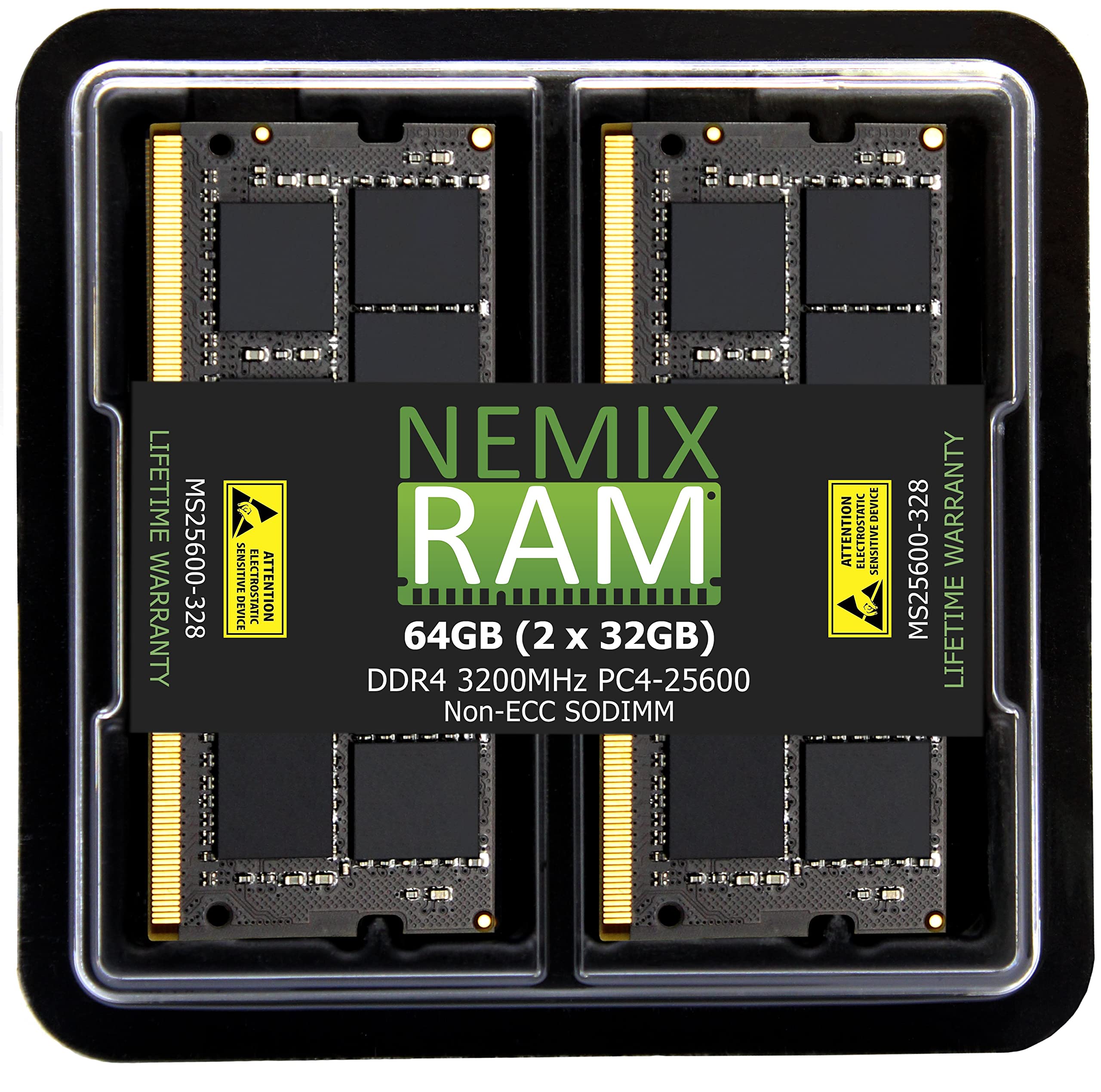 Nemix Ram 64Gb (2X32Gb) Ddr4 3200Mhz Pc4 25600 2Rx8 1.2V Cl22 260 Pin Non Ecc Unbuffered Sodimm Laptop Pc Memory Kit Compatible With Dell Latitude 5430 Laptop