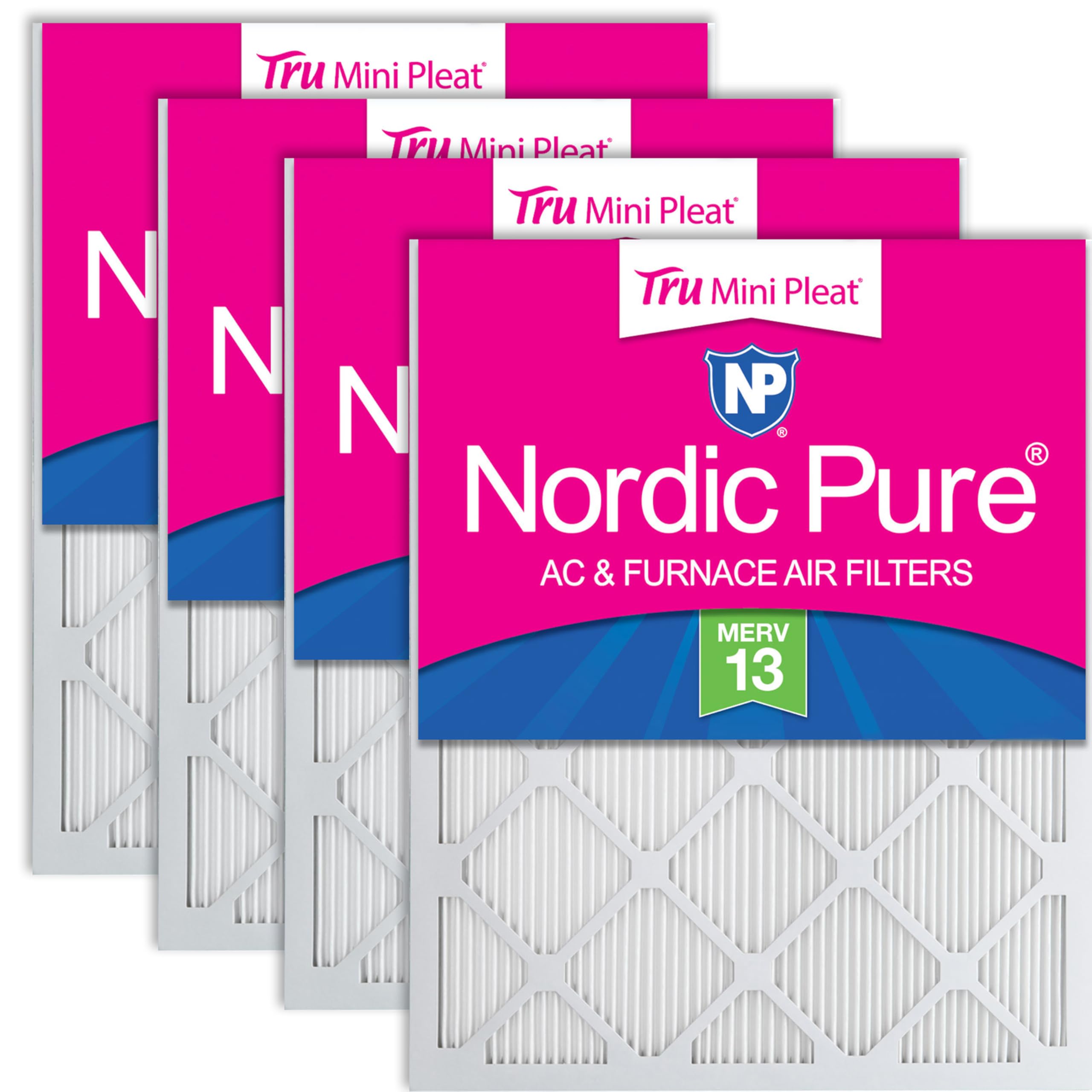 Nordic Pure 16x24x1 (Actual Size: 15 3/8 x 23 3/8 x 3/4) Tru Mini Pleat MERV 13 AC Furnace Air Filters - 2.5X More Media for Lon
