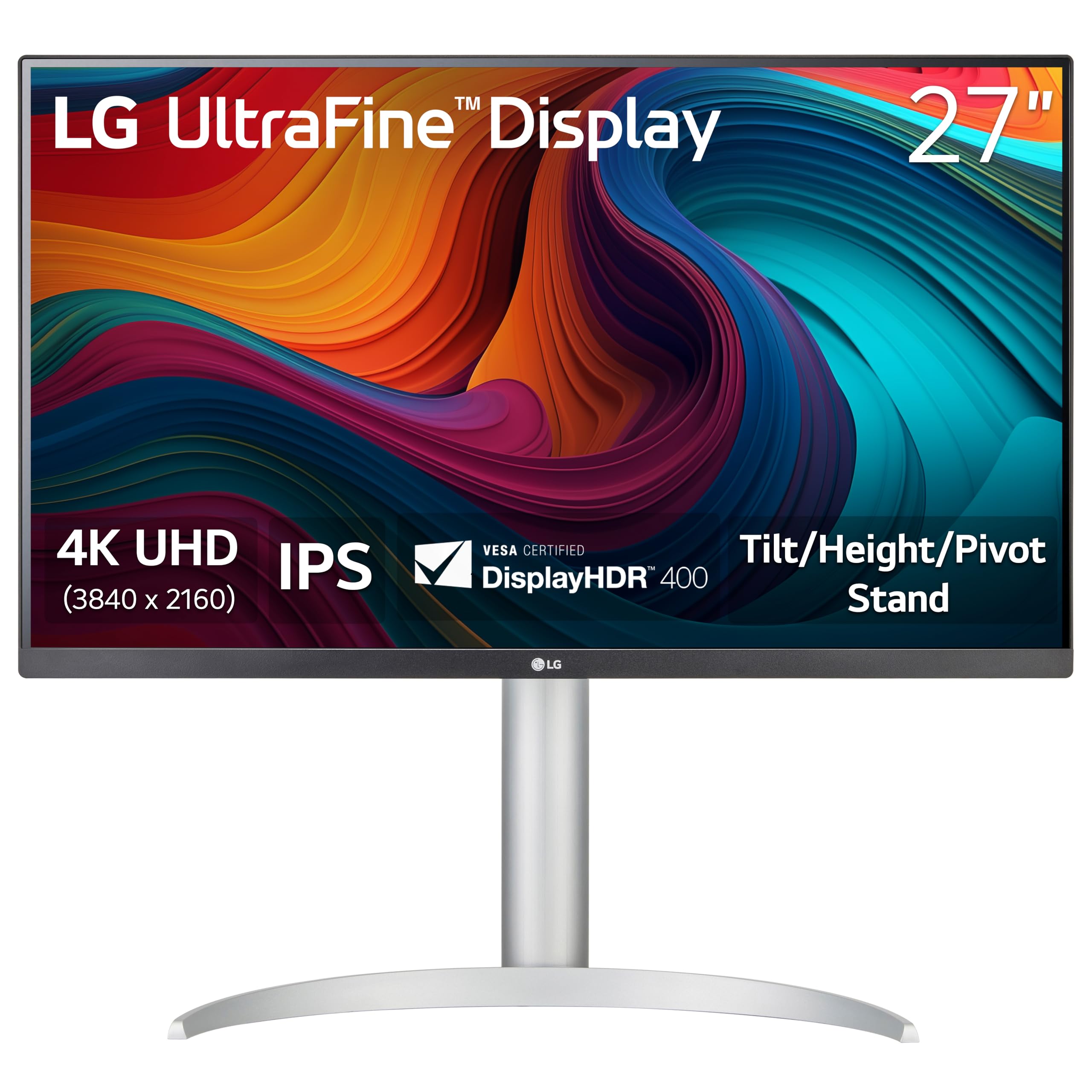 LG 27UP650K-W 27-inch Ultrafine 4K UHD (3840 x 2160) IPS Computer Monitor, 60Hz, 5ms, DisplayHDR 400, Reader Mode, Flicker Safe,
