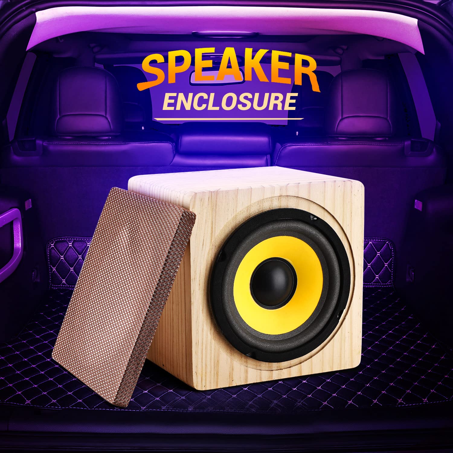 Facmogu 4In Solid Wood Speaker Enclosure, Speaker Cabinet Enclosure For Diy Car Or Truck Audio Custom, Speaker Enclosure Unloaded Box With Sound Absorbing Cotton & Speaker Terminal Cup