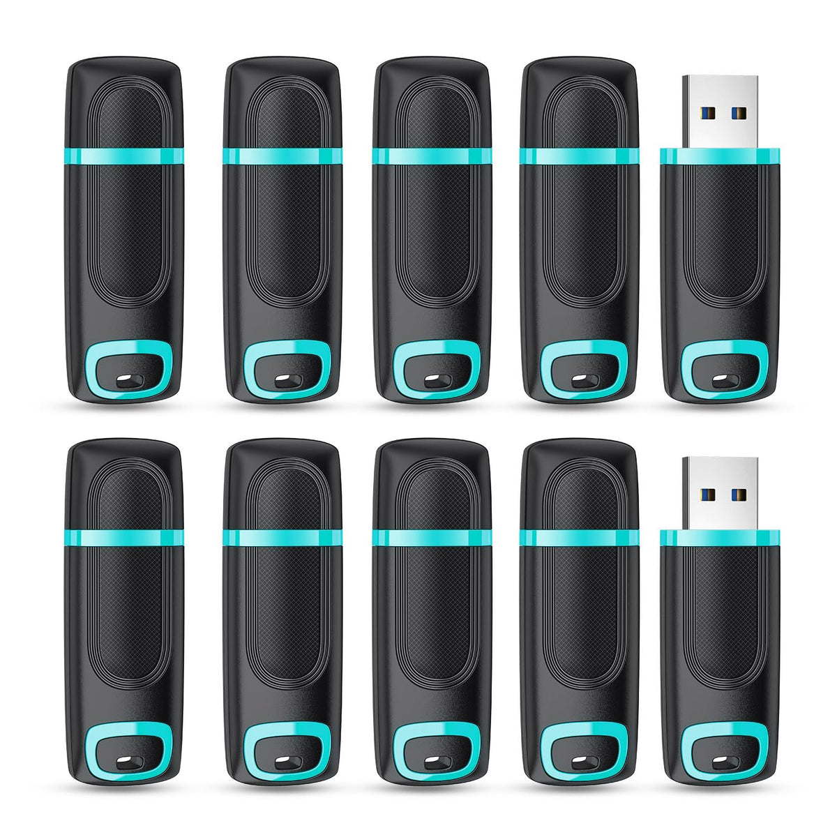 Raoyi 10 Pcs 16Gb Usb 2.0 Flash Drive Thumb Drive Memory Stick Jump Drive Zip Drive For Data Storage And Backup (10 Pack, Cyan)