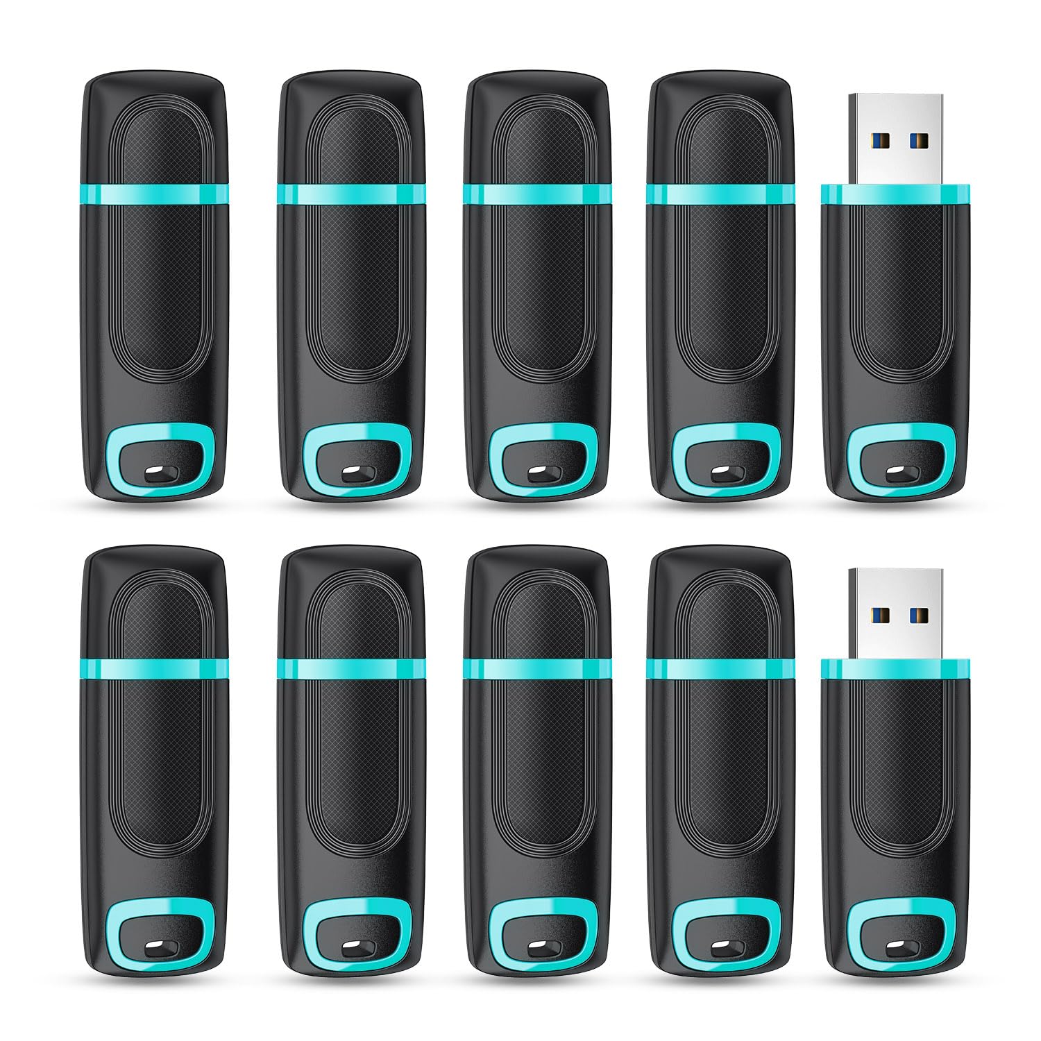Raoyi 10 Pcs 8Gb Usb 2.0 Flash Drive Thumb Drive Memory Stick Jump Drive Zip Drive For Data Storage And Backup (10 Pack, Cyan)
