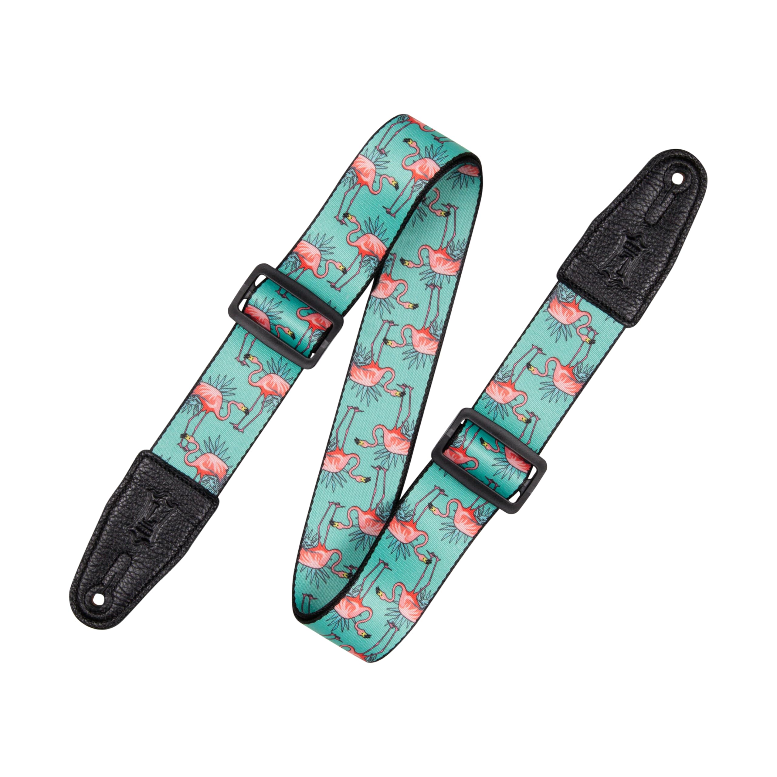 Levys Leathers 2    Wide Polyester Guitar Strap with Genuine Leather Ends; Flamingos Motif (MPD2-121)